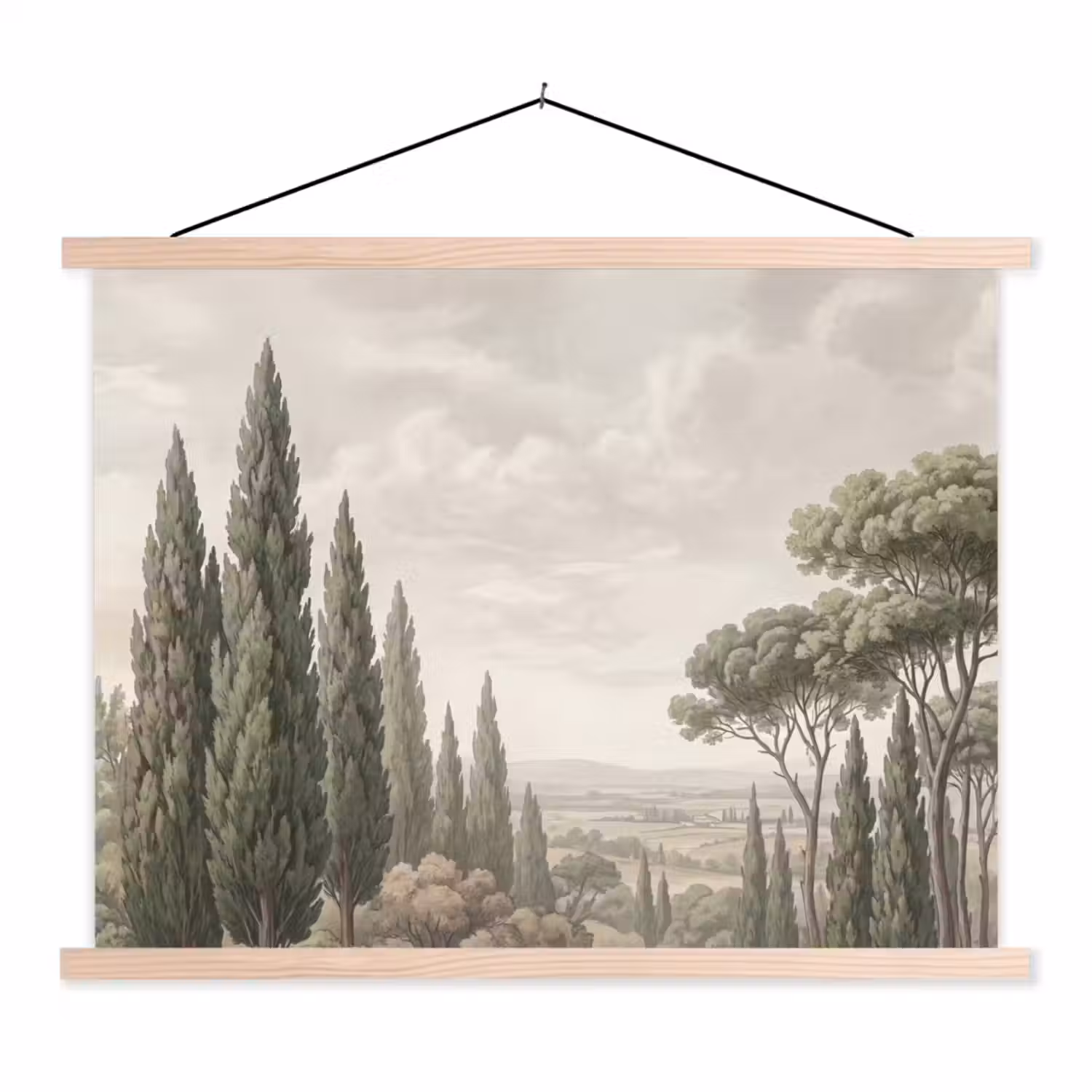 Vallei - Bos - Natuur - Groen textielposter latten blank klein -3d