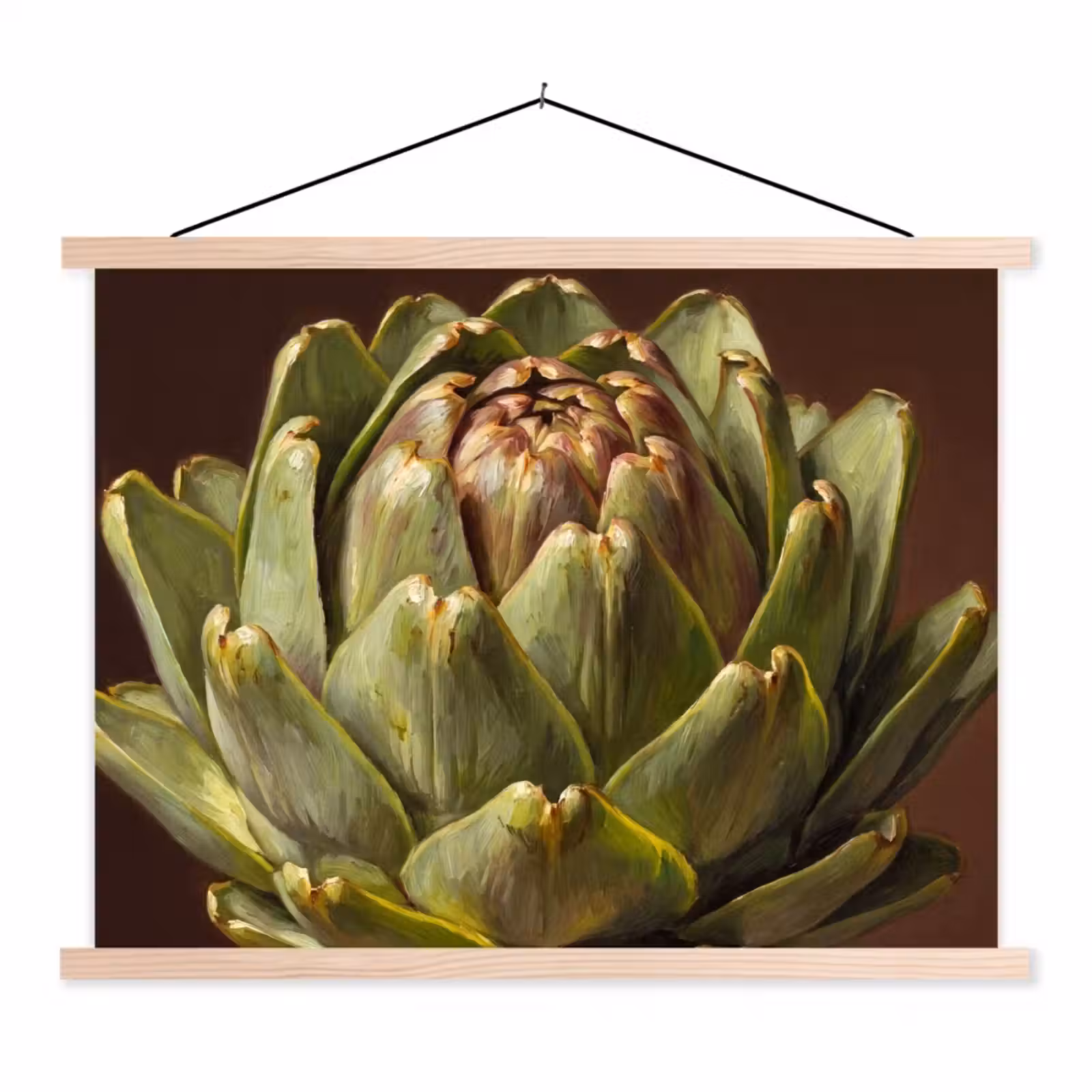 Hanging Poster - Vegetable - Artichoke - Green - Groente - Artisjok - Groen textielposter latten blank klein