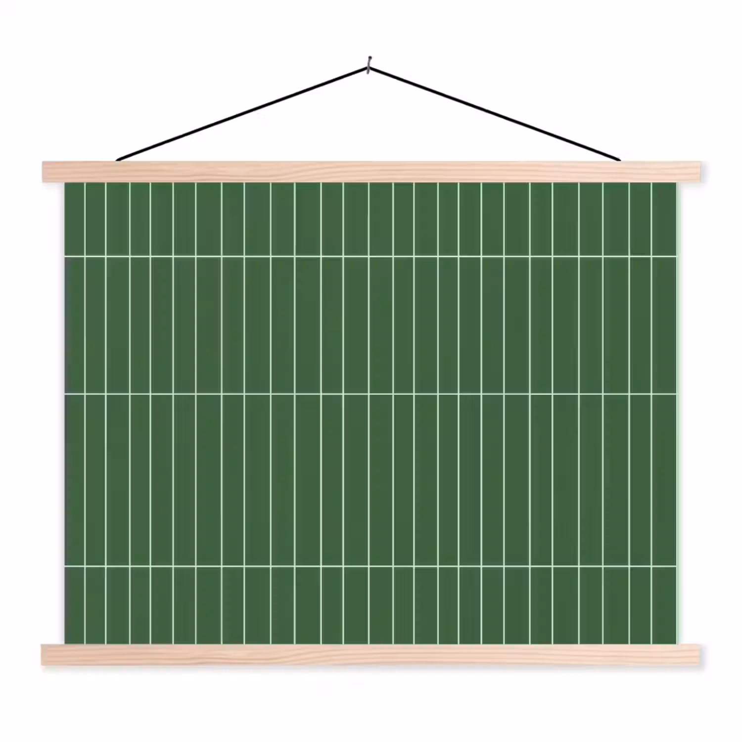 Wandtegel - Verticaal - Donkergroen textielposter latten blank klein 122 -3d