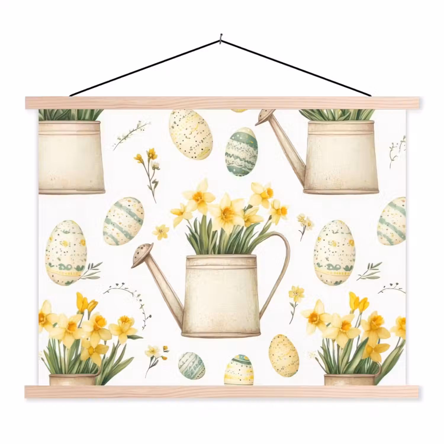 Gieter - Bloemen - Eieren textielposter latten blank klein -3d