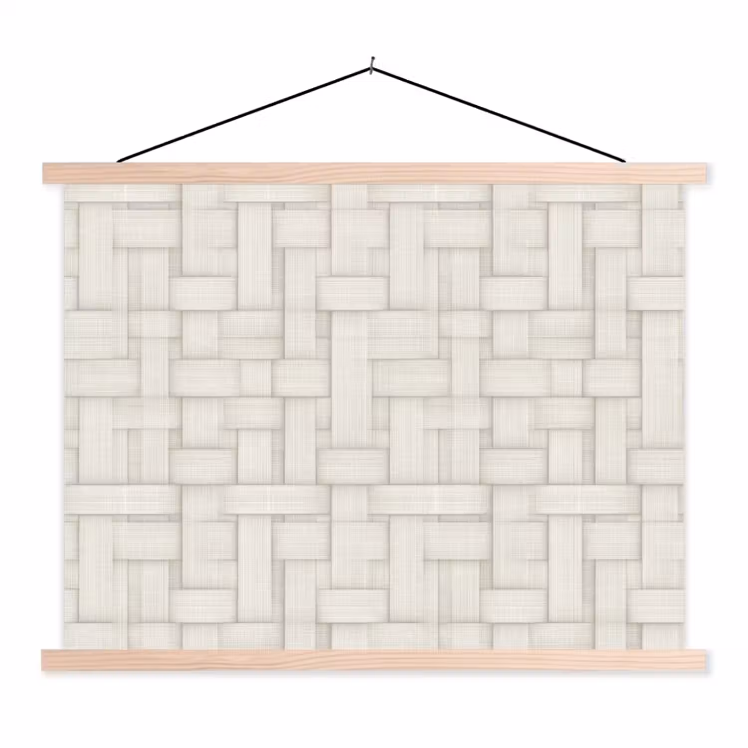 Vlechtwerk - Banen - Beige textielposter latten blank klein 122 -3d