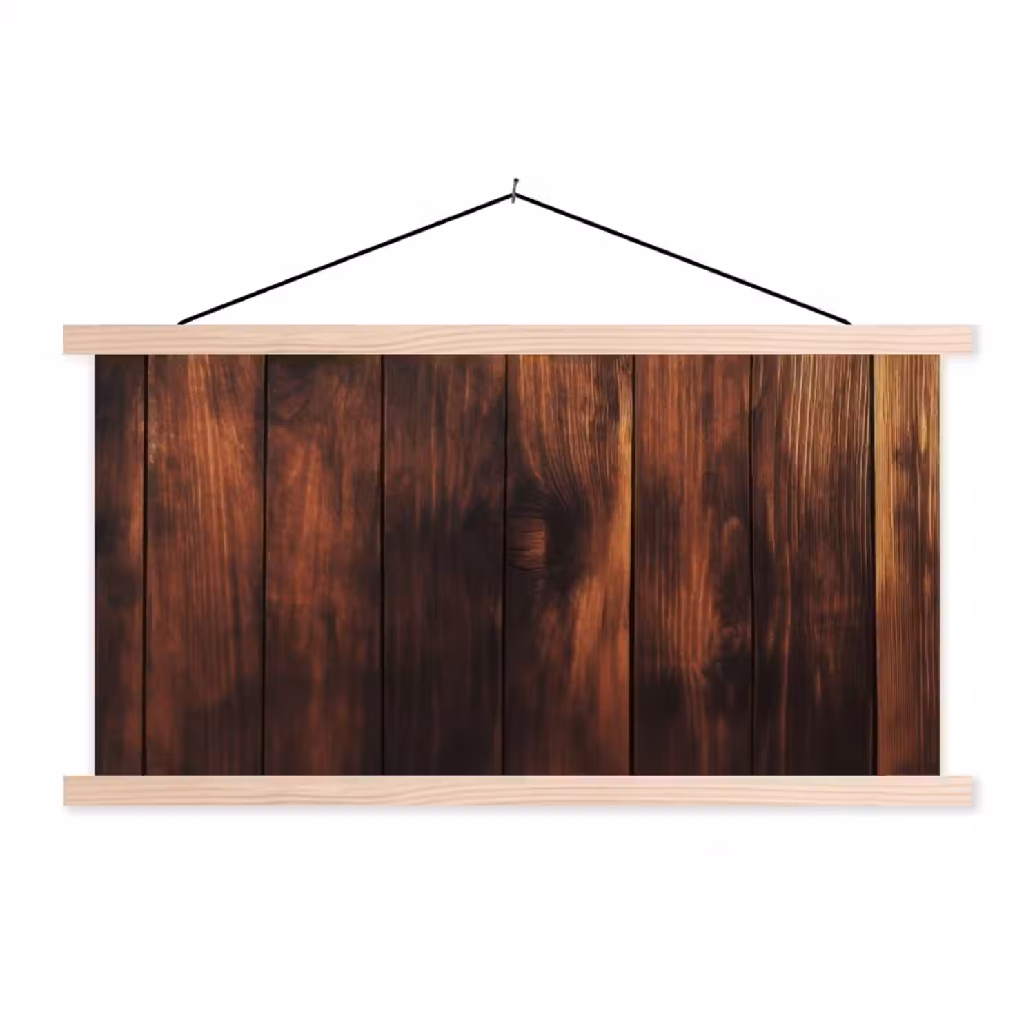 Hout - Planken - Vintage - Donkerbruin textielposter latten blank klein -3d