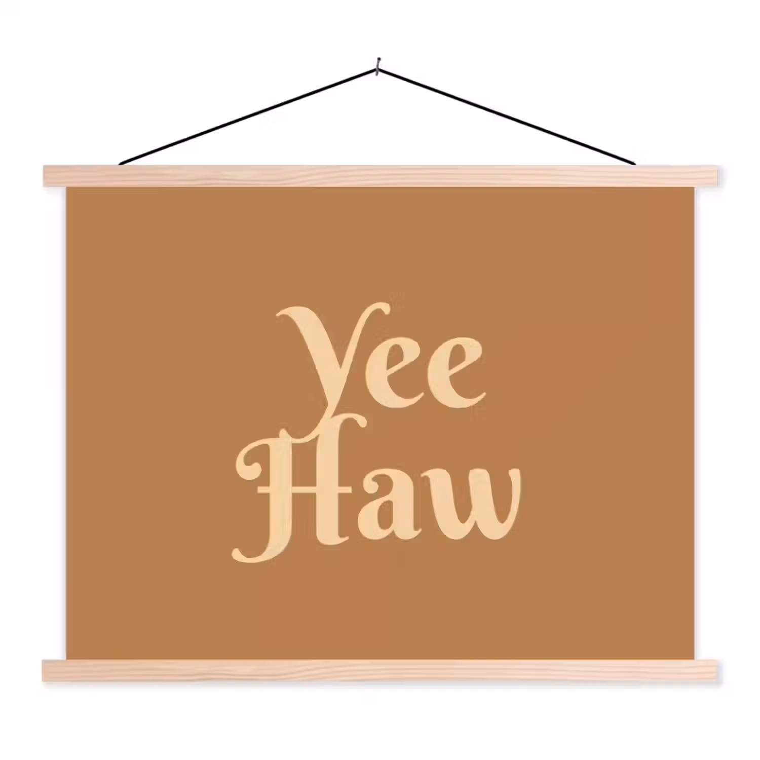 Yee haw - Bruin - Minimalistisch textielposter latten blank klein -3d