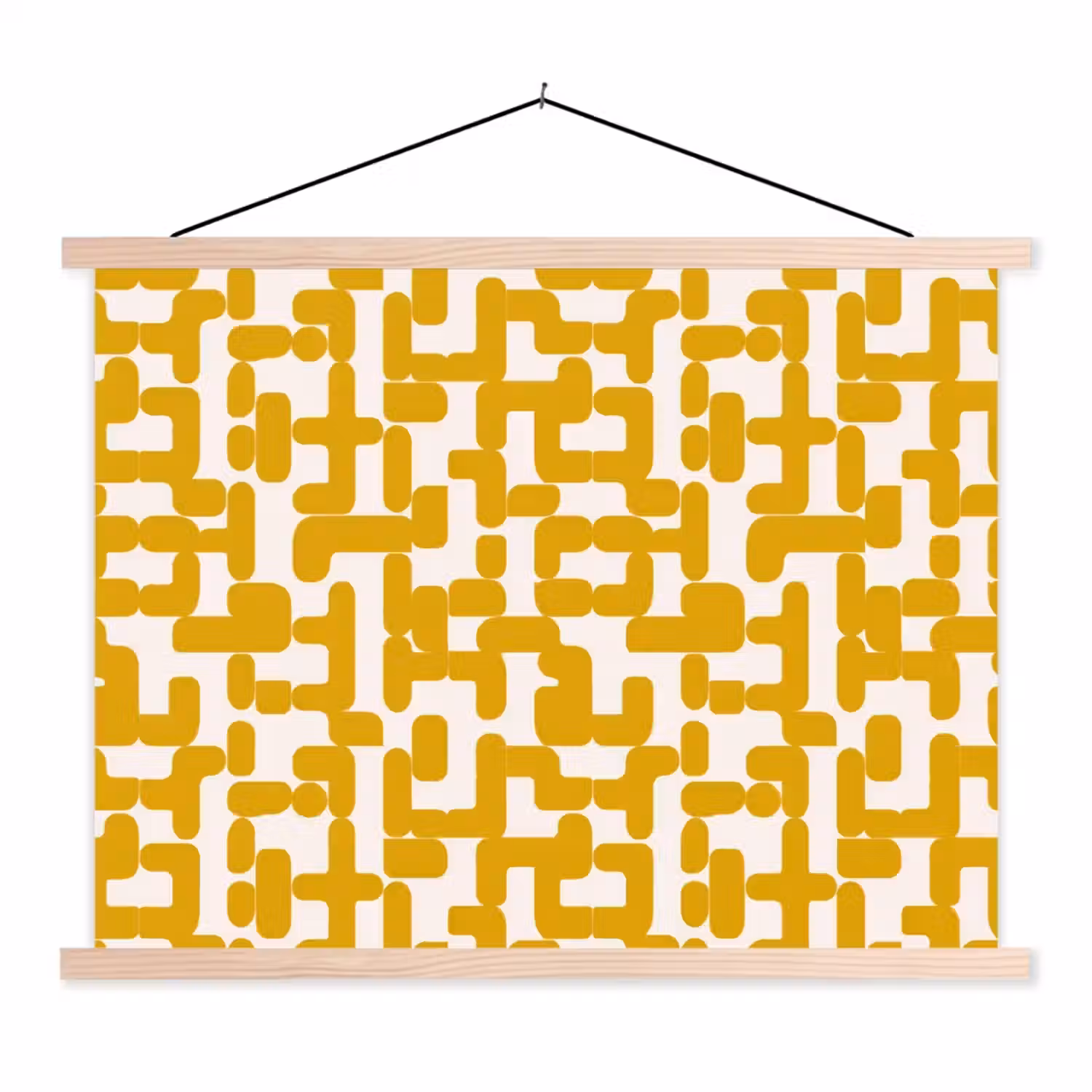 Geel - Beige - Patroon textielposter latten blank klein 122 -3d