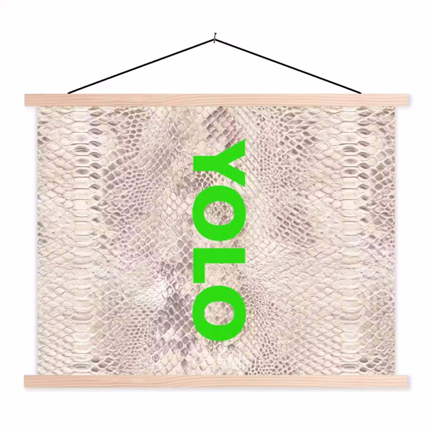YOLO - Groen - Neon - Slangenprnt textielposter latten blank klein -3d