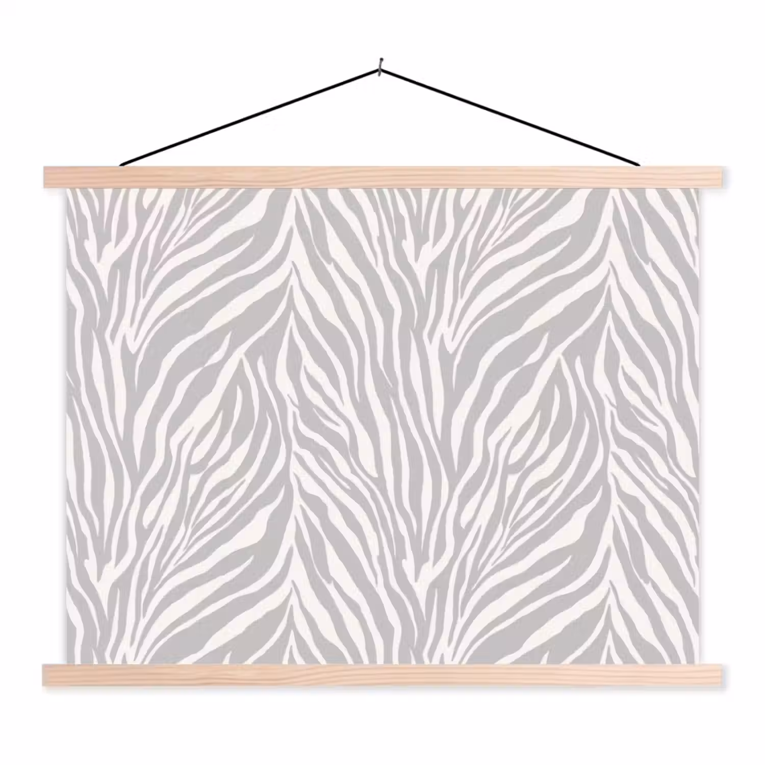 Zebra - Motief - Grijs textielposter latten blank klein 122 -3d