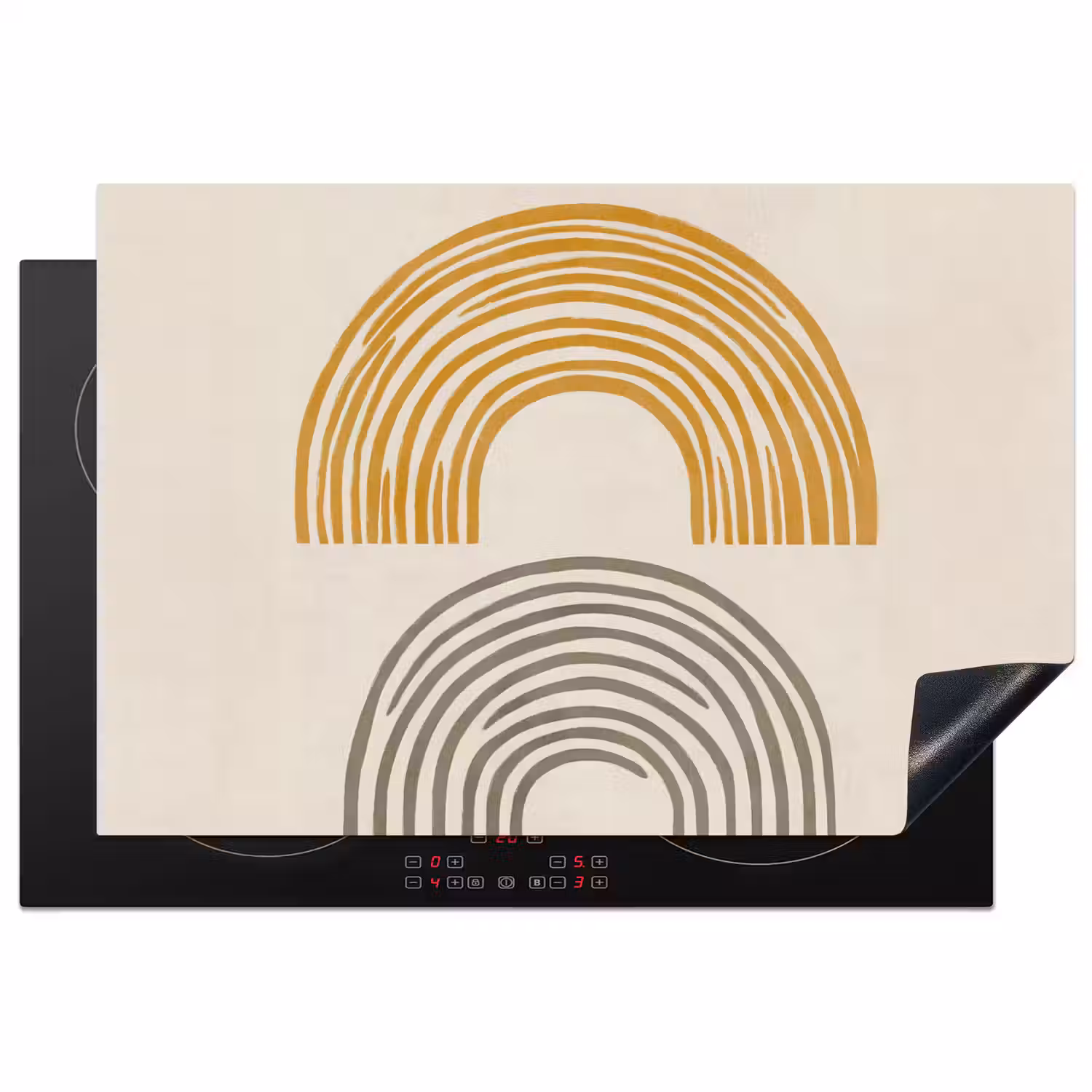 Bogen - Lijnen - Oranje - Minimalistisch Inductie beschermer vinyl 3mm klein -3d