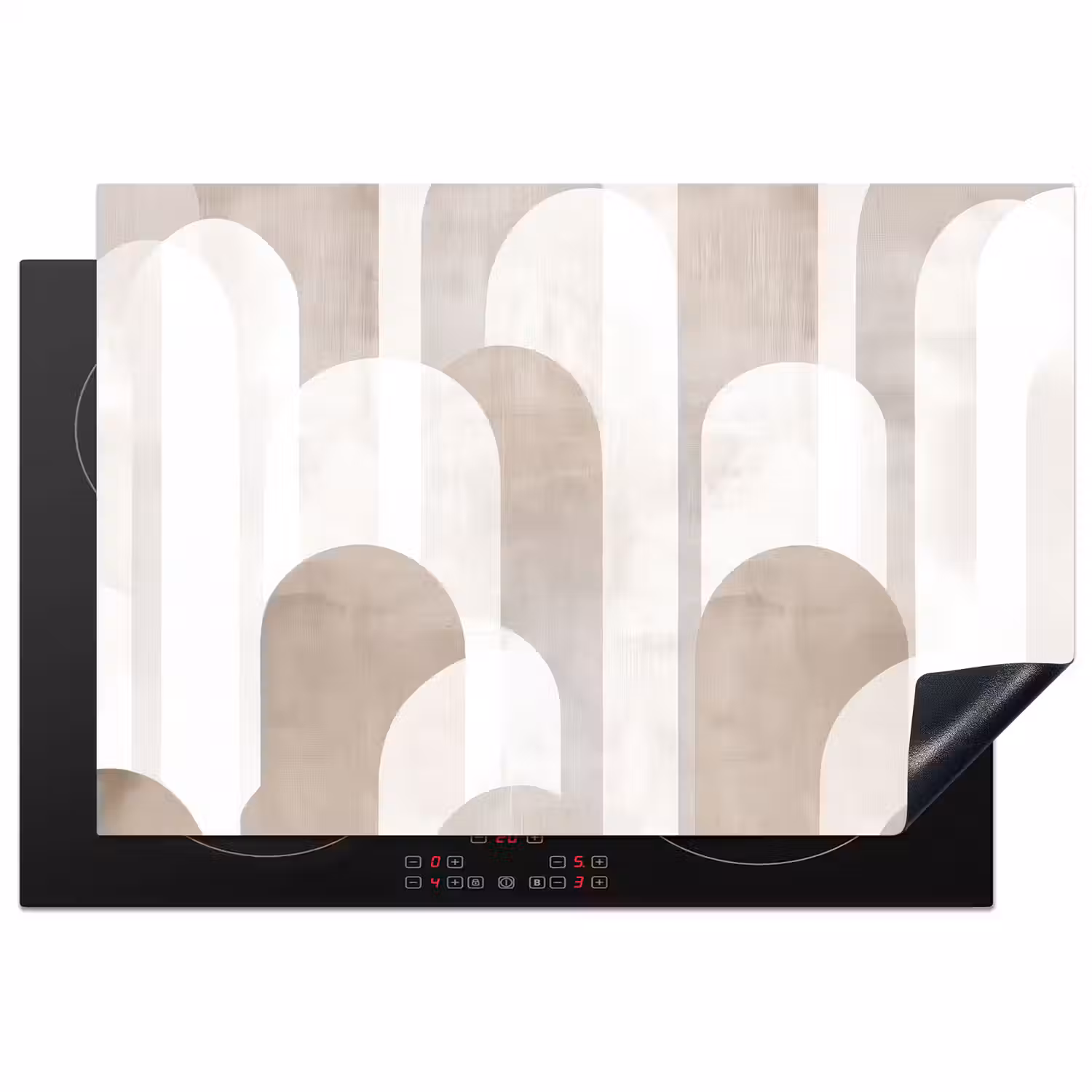 Abstracte bogen - Modern - Beige Inductie beschermer vinyl 3mm klein -3d