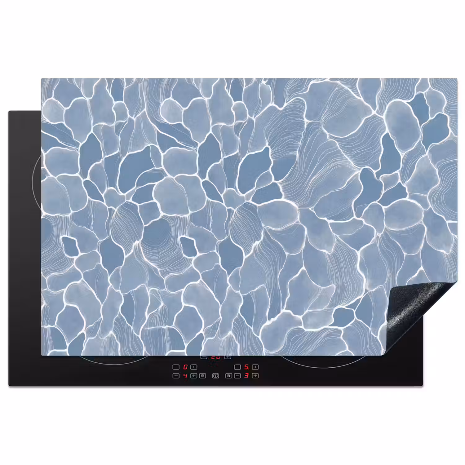 Abstract - Blauw - Bladeren Inductie beschermer vinyl 3mm klein -3d