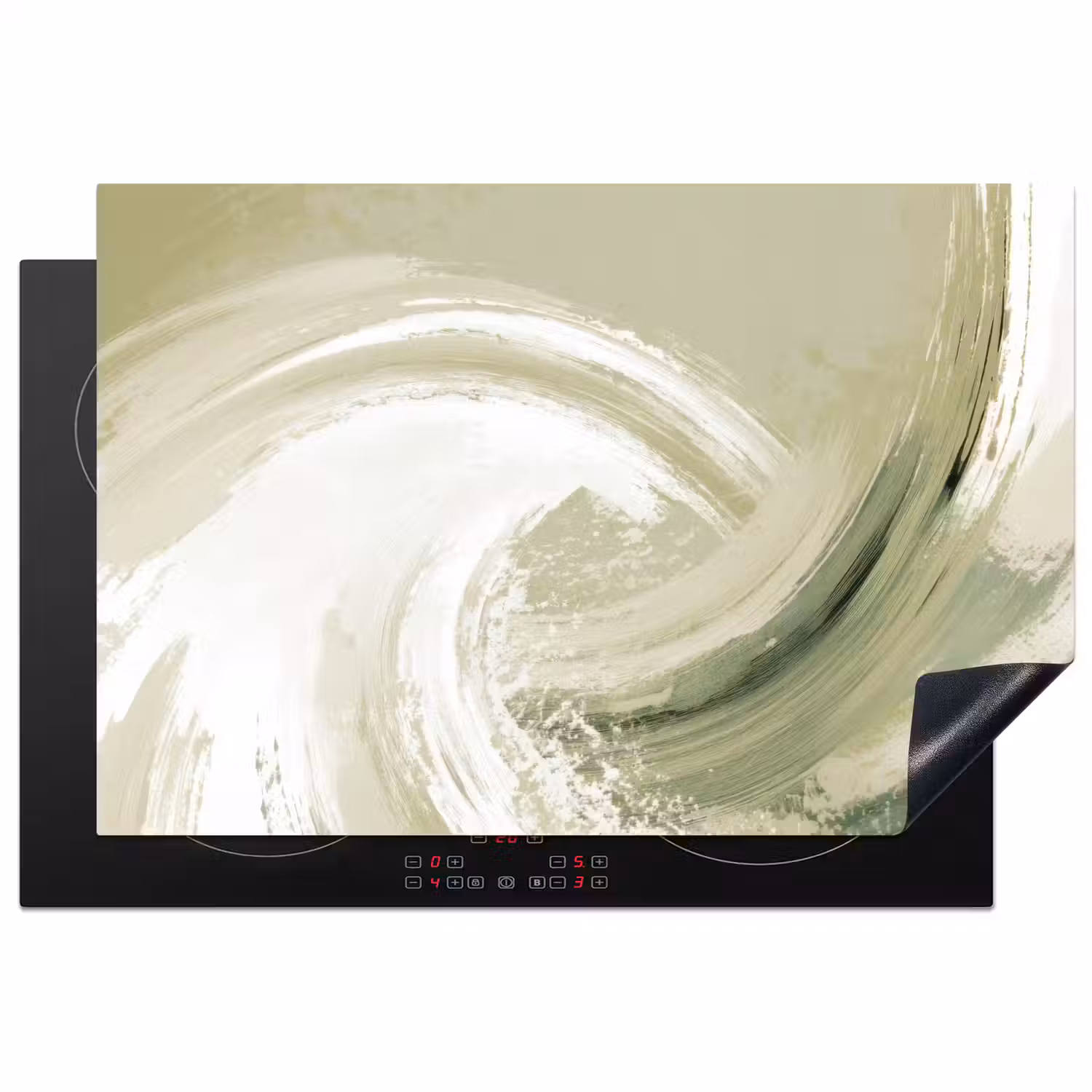 Abstract - Penseelstreken - Golven - Groen Inductie beschermer vinyl 3mm klein -3d
