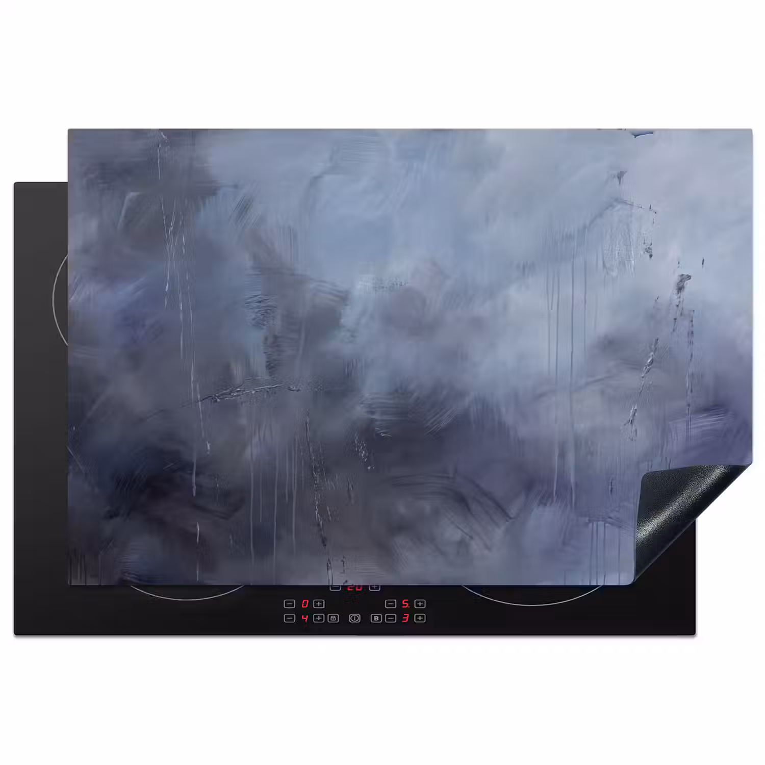 Abstract - Kwaststreken - Modern - Kunst - Grijs Inductie beschermer vinyl 3mm klein -3d