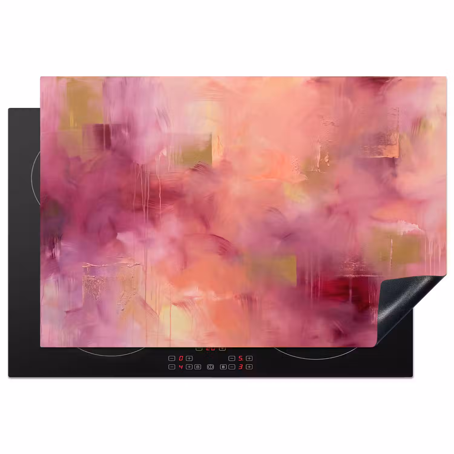 Abstract - Kleuren - Modern - Roze - Paars Inductie beschermer vinyl 3mm klein -3d