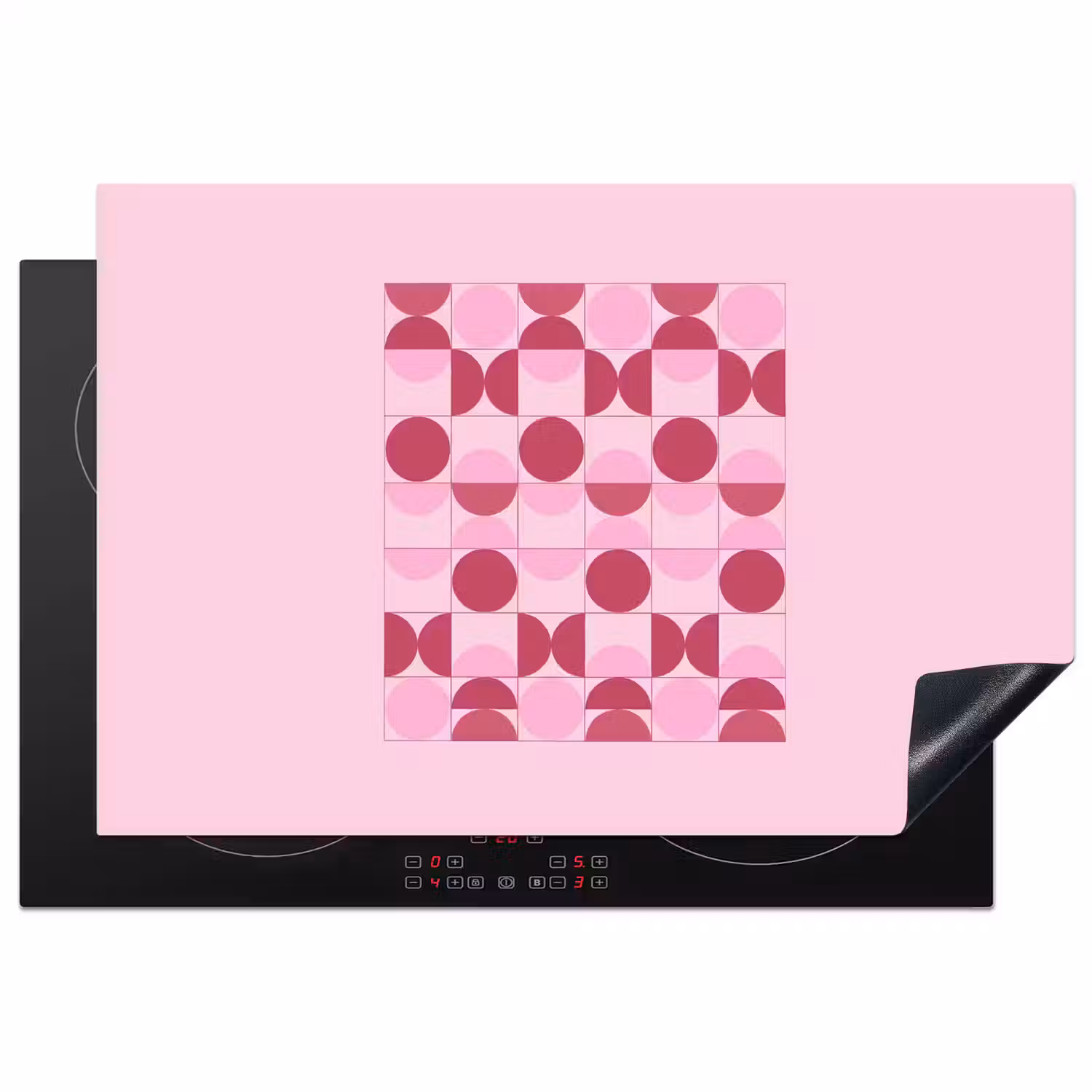 Abstract - Geometrisch - Cirkels - Roze - Modern Inductie beschermer vinyl 3mm klein -3d