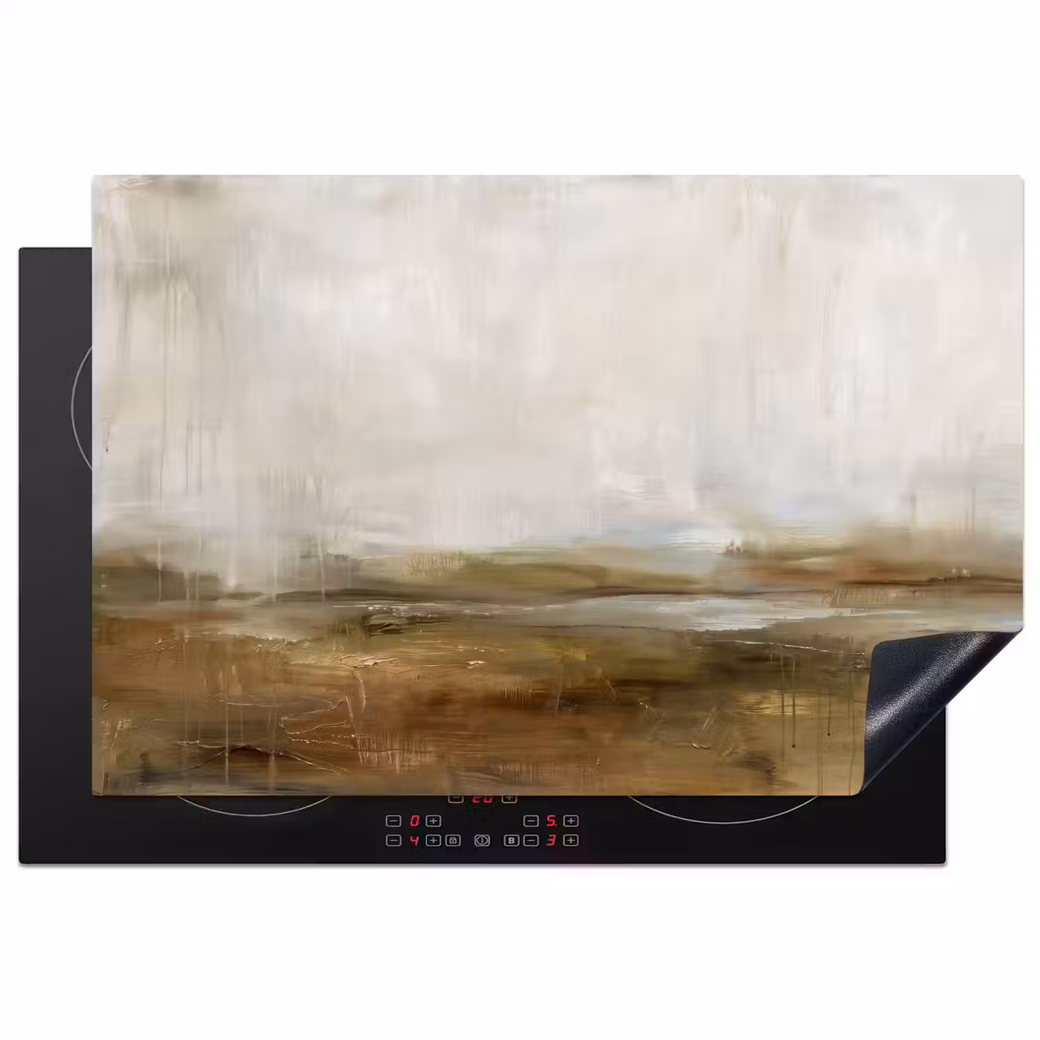 Abstract - Landschap - Natuur - Beige - Bruin Inductie beschermer vinyl 3mm klein -3d