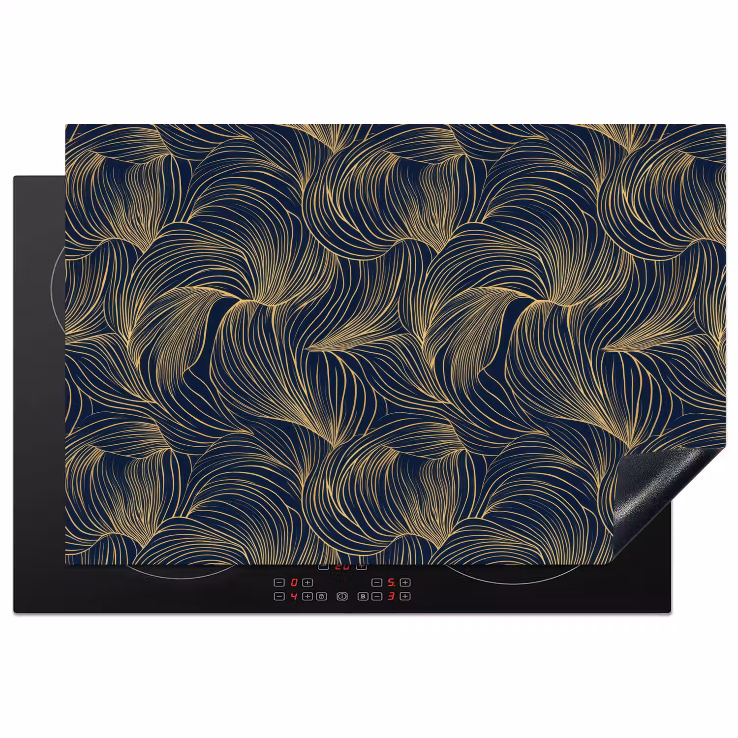 Abstract - Lijnen - Blauw - Goud Inductie beschermer vinyl 3mm klein 276 -3d