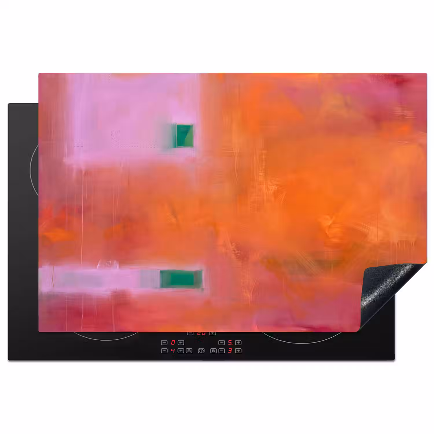 Abstract - Vlakken - Kunst - Modern - Oranje Inductie beschermer vinyl 3mm klein -3d