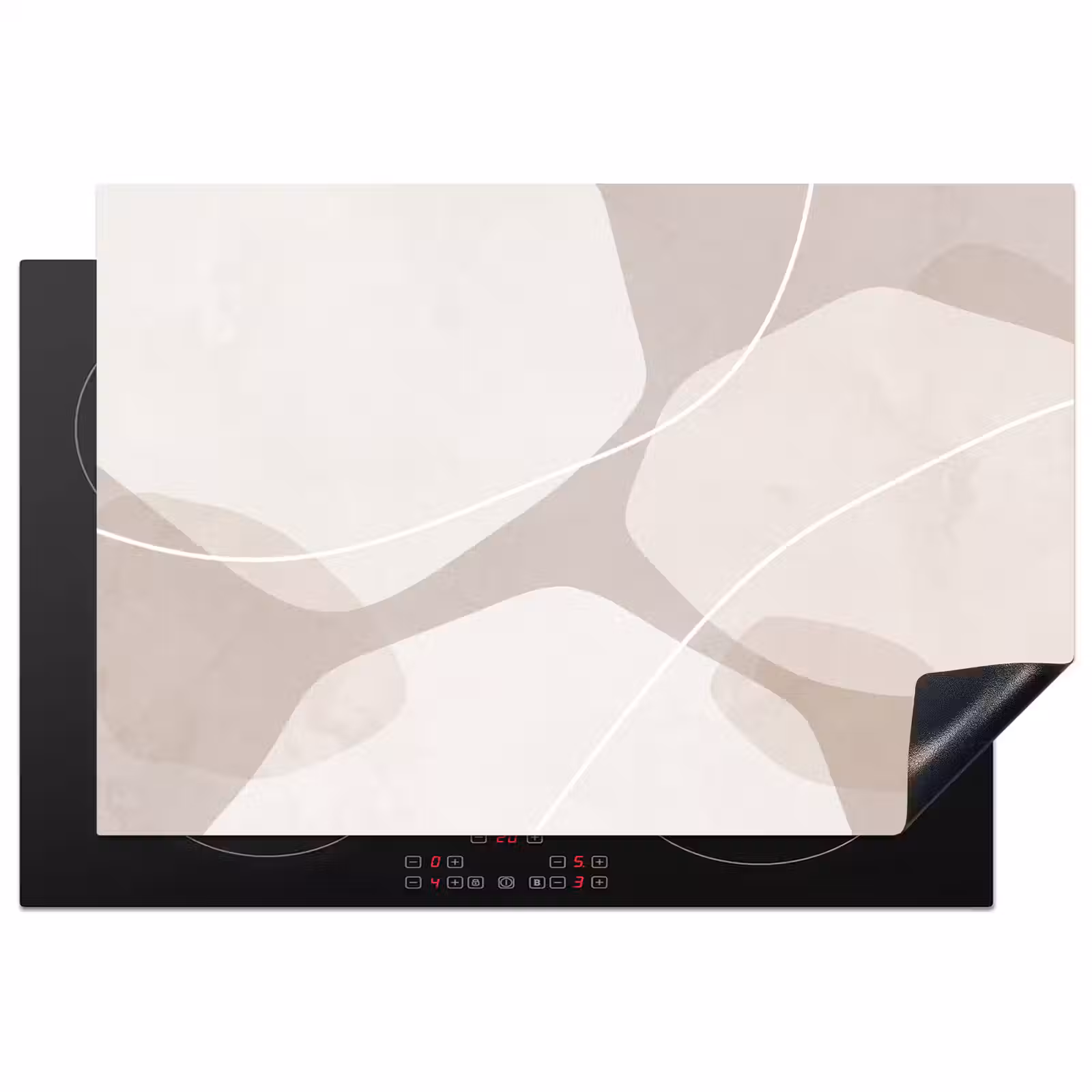 Induction Hob Cover - Abstract - Shapes - Beige - Abstract - Vormen - Beige Inductie beschermer vinyl 3mm klein