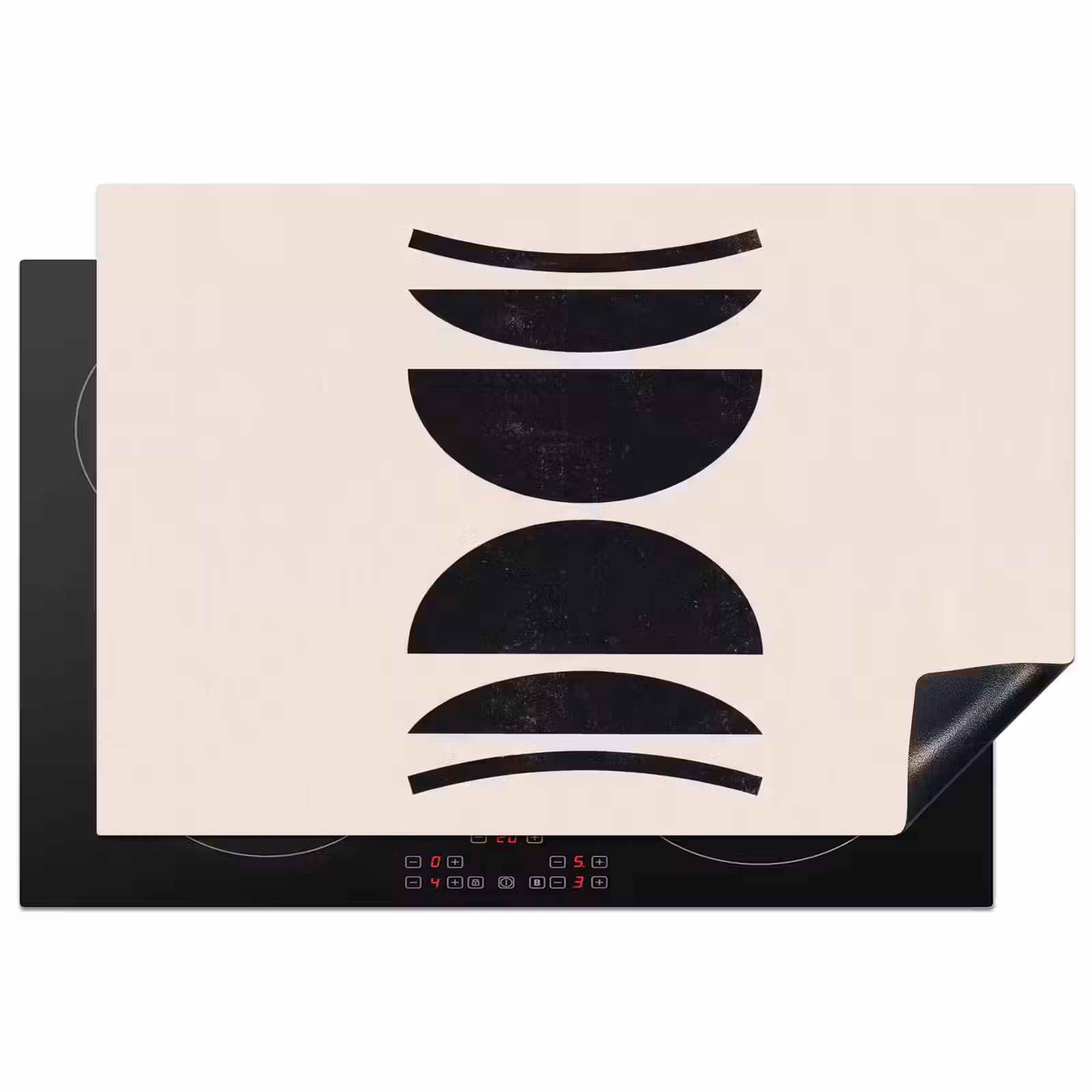 Induction Hob Cover - Abstract - Shapes - Black - Abstract - Vormen - Zwart Inductie beschermer vinyl 3mm klein