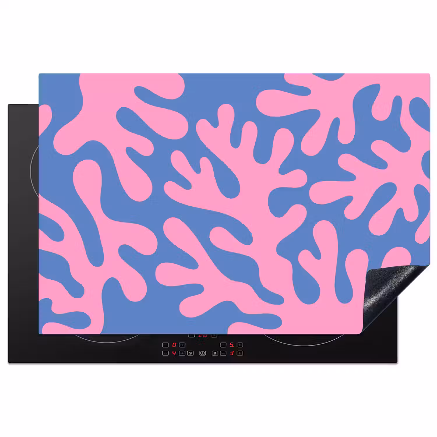 Abstract - Vormen - Roze - Blauw Inductie beschermer vinyl 3mm klein -3d