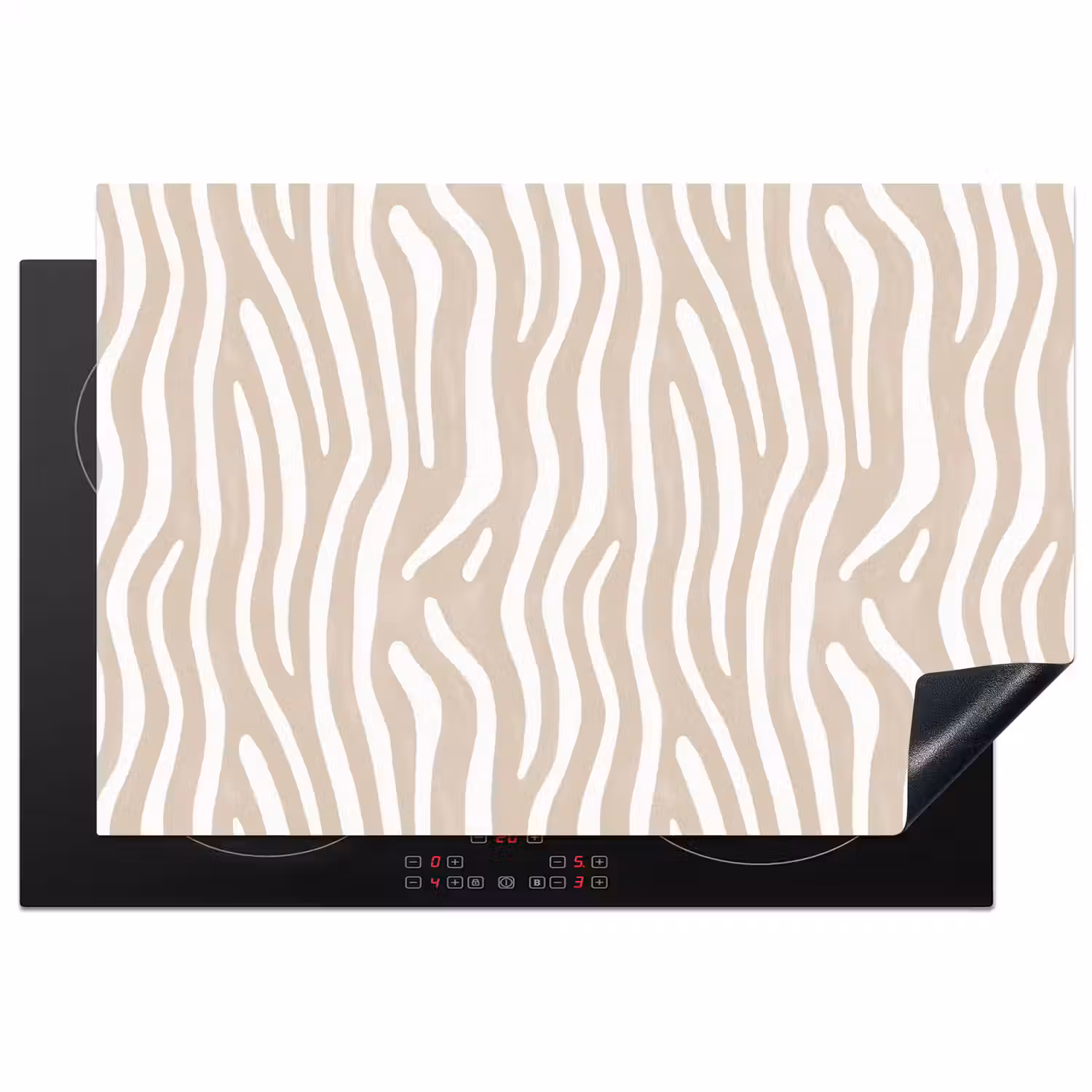 Abstract - Zebra - Beige Inductie beschermer vinyl 3mm klein 276 -3d