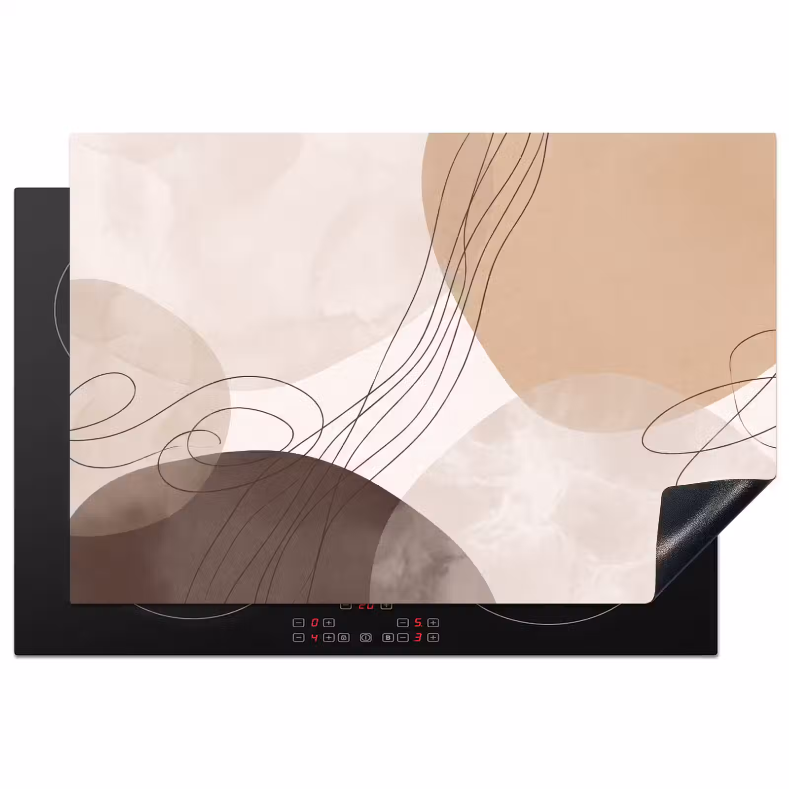 Induction Hob Cover - Abstraction - Beige - Modern - Abstractie - Beige - Modern Inductie beschermer vinyl 3mm klein