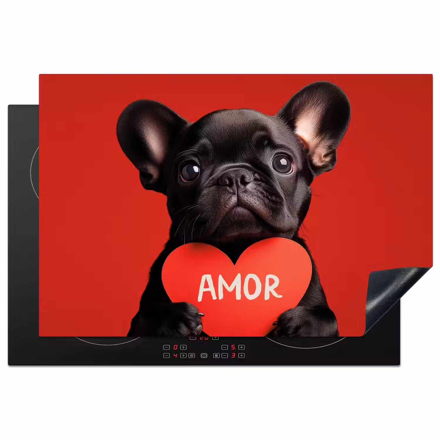 Amor - Hond - Hartje - Rood Inductie beschermer vinyl 3mm klein -3d