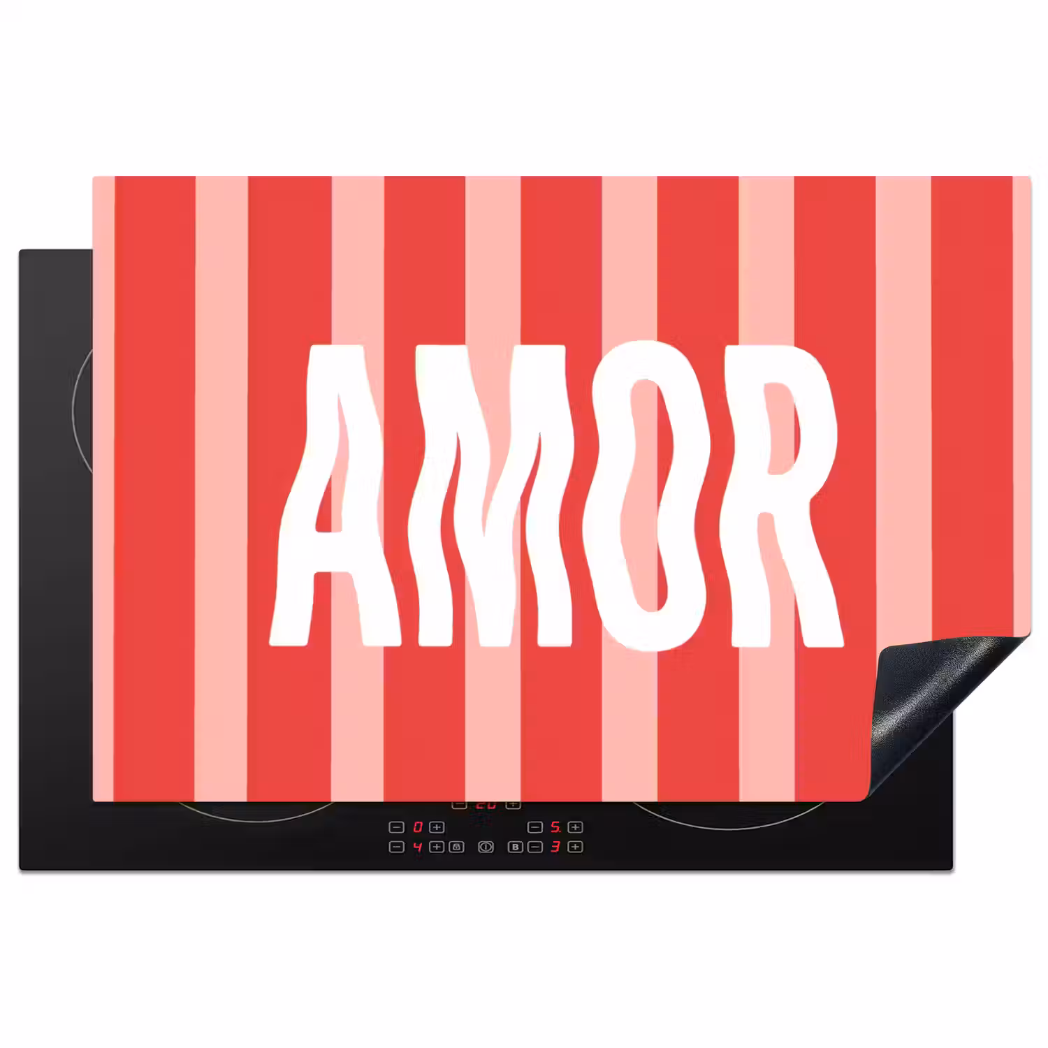 Amor - Strepen - Rood - Roze Inductie beschermer vinyl 3mm klein -3d