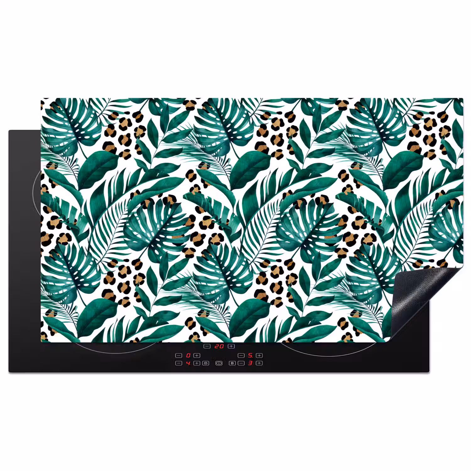 Dierenprint - Panter - Bladeren - Tropisch - Jungle Inductie beschermer vinyl 3mm middel -3d