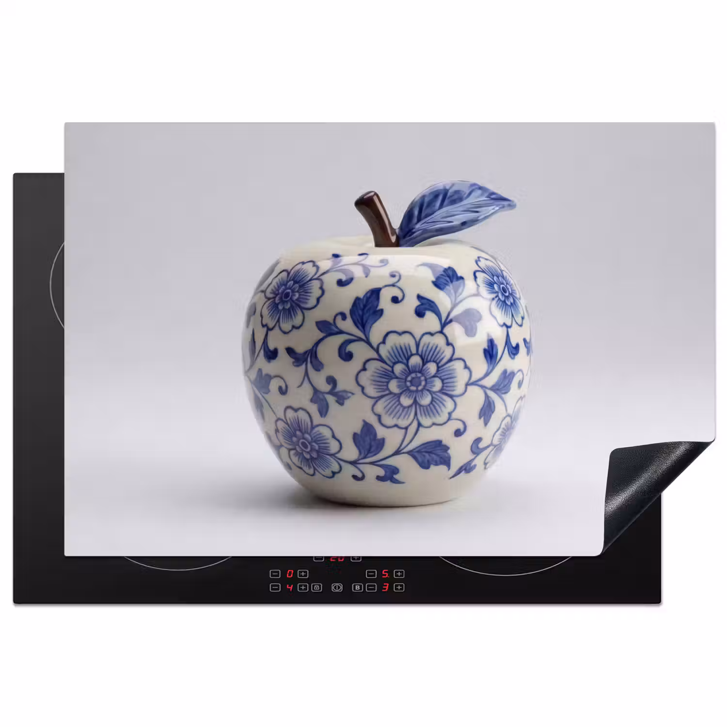 Appel - Blauw - Klassiek Inductie beschermer vinyl 3mm klein -3d