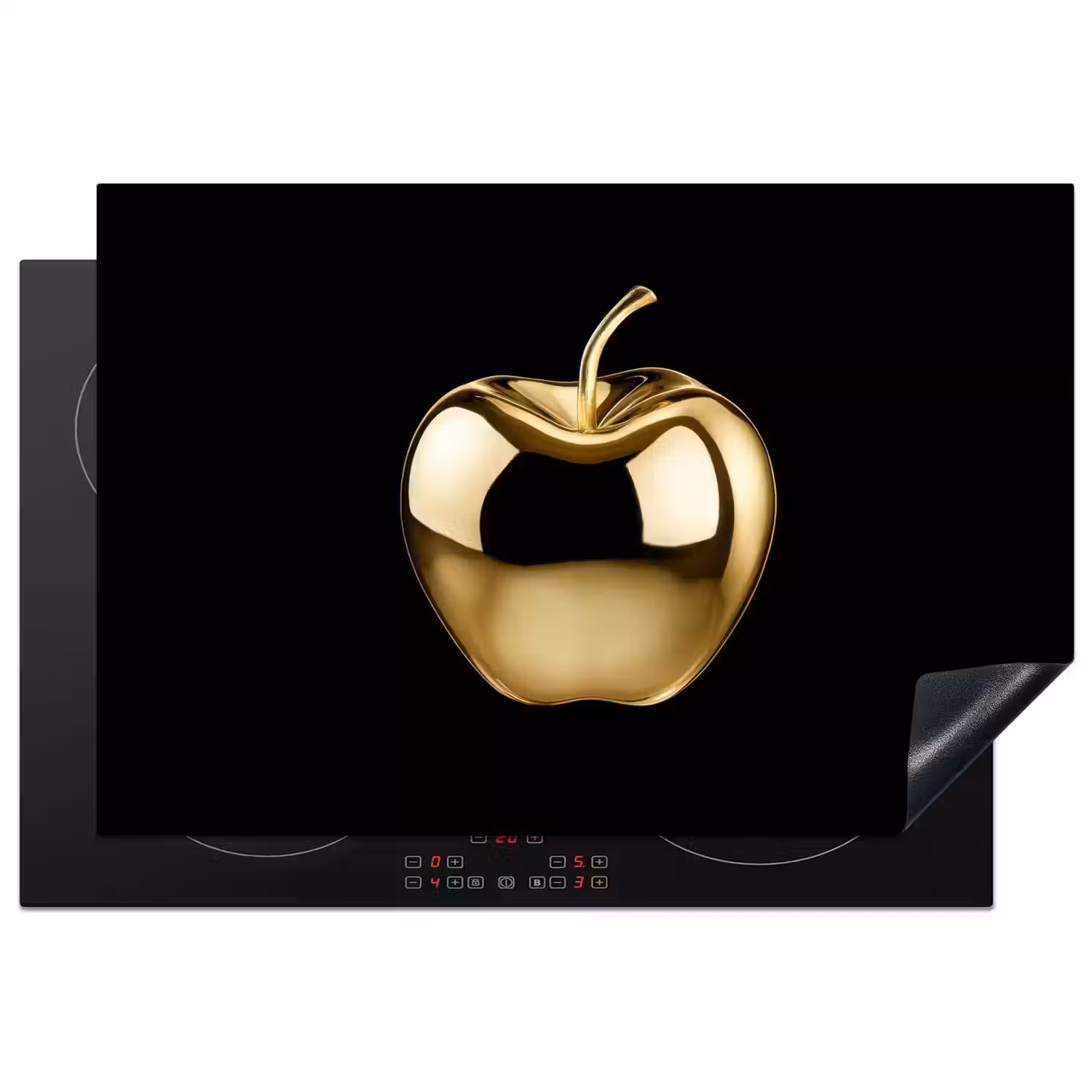 Appel - Goud - Chrome - Zwart Inductie beschermer vinyl 3mm klein -3d