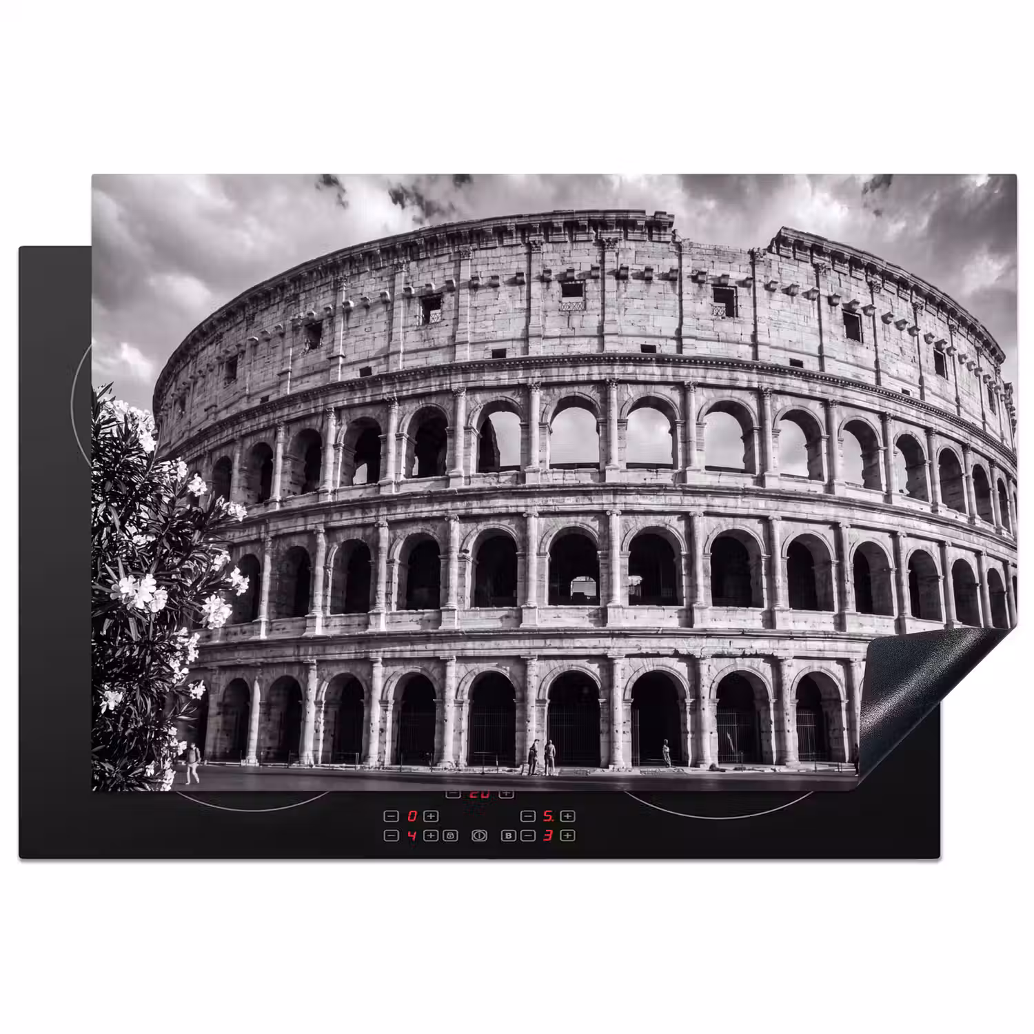 Architectuur - Colosseum - Rome - Historisch - Zwart-wit Inductie beschermer vinyl 3mm klein -3d