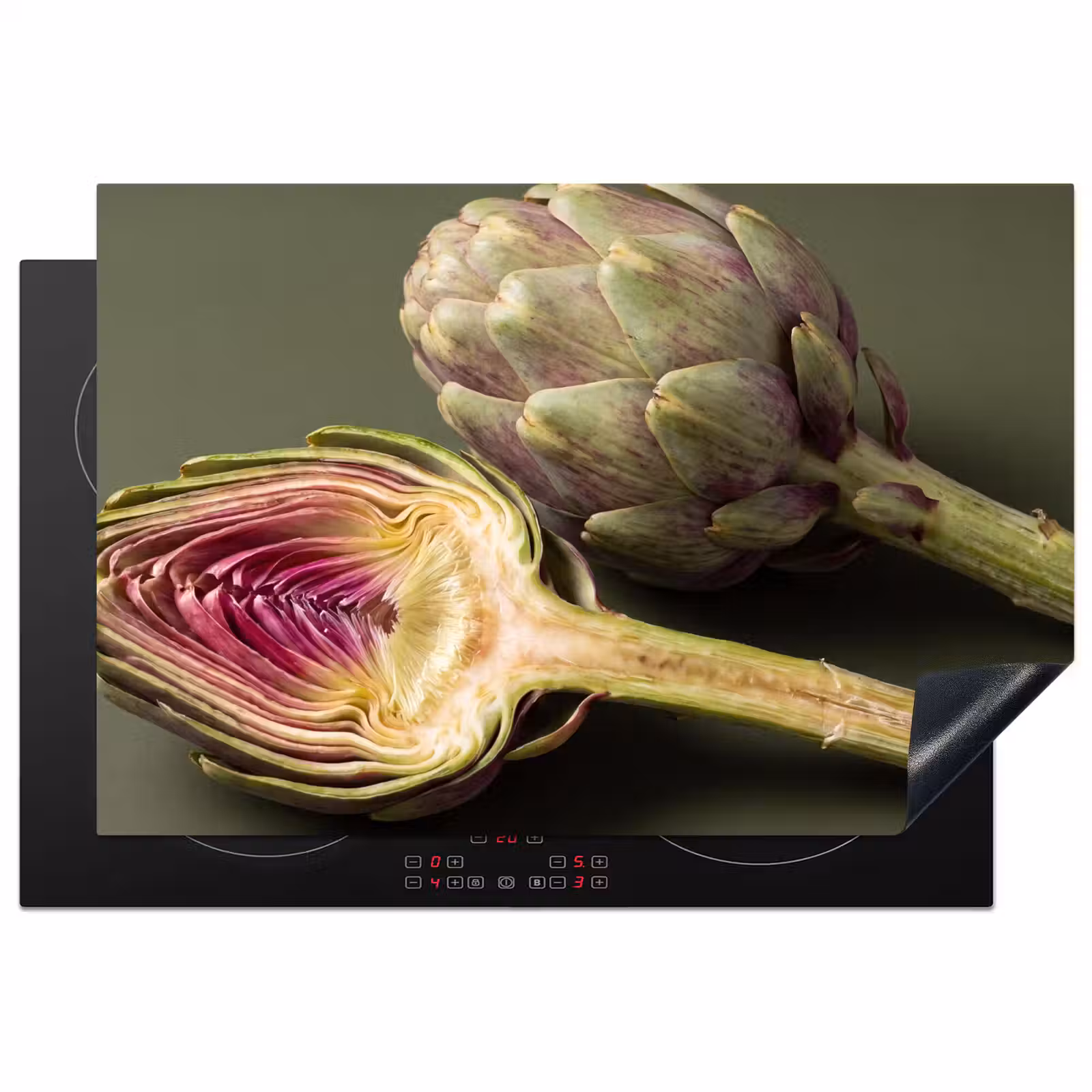 Induction Hob Cover - Artichoke - Purple - Food - Artisjok - Paars - Voedsel Inductie beschermer vinyl 3mm klein