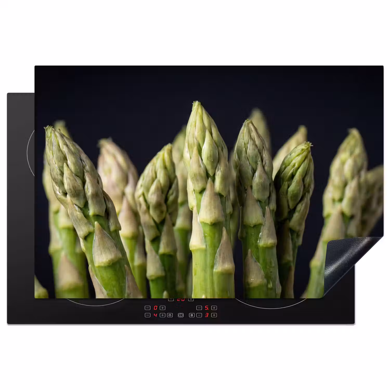 Asperges - Groen - Zwart Inductie beschermer vinyl 3mm klein -3d