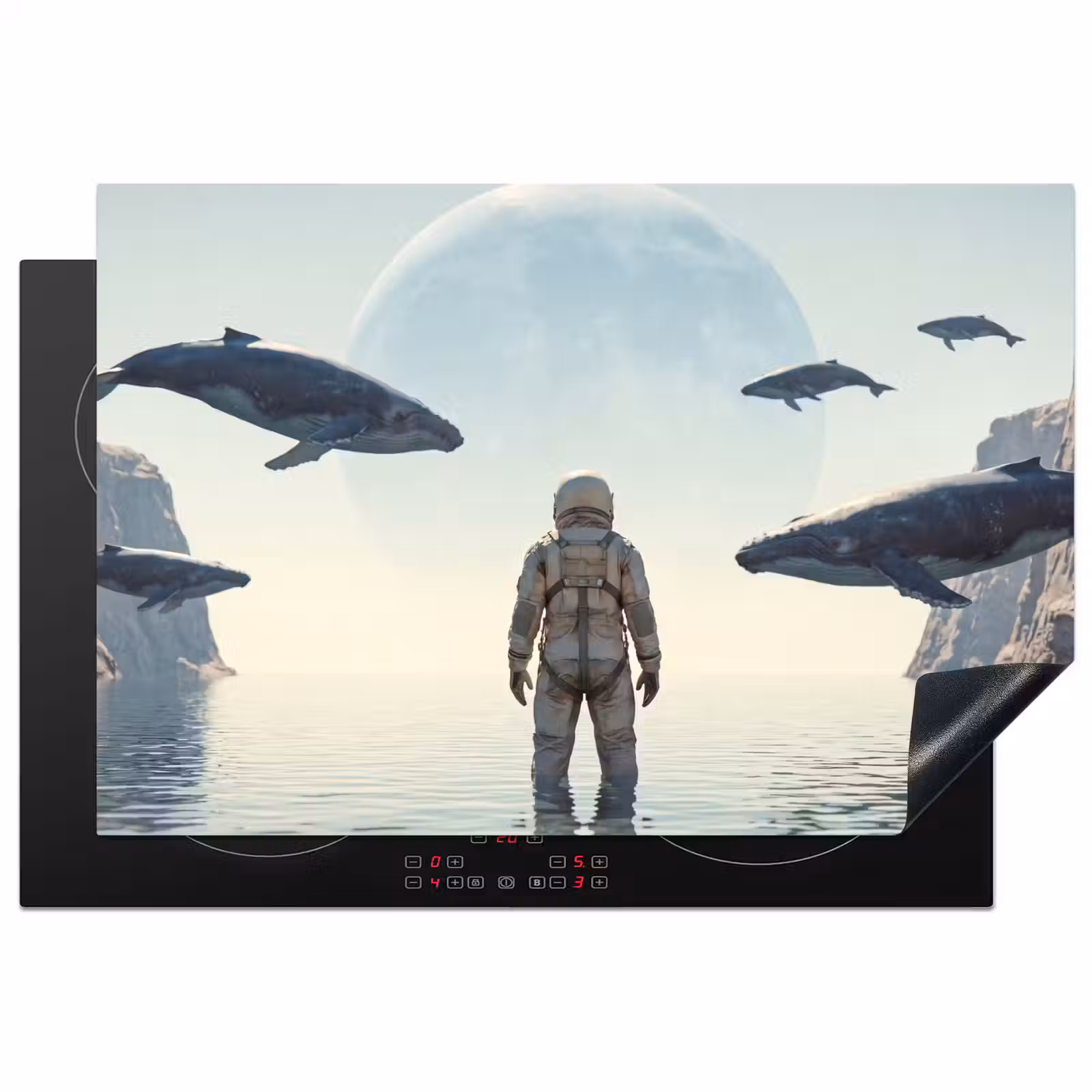 Induction Hob Cover - Astronaut - Whale - Fantasy - Ruimtevaarder - Walvis - Fantasie Inductie beschermer vinyl 3mm klein