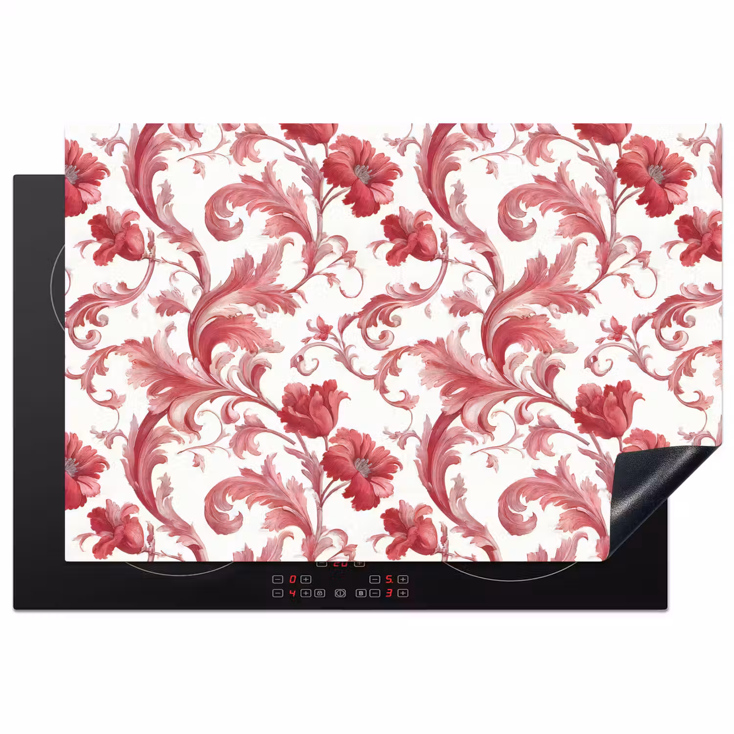 Barok - Patroon - Rood Inductie beschermer vinyl 3mm klein 276 -3d