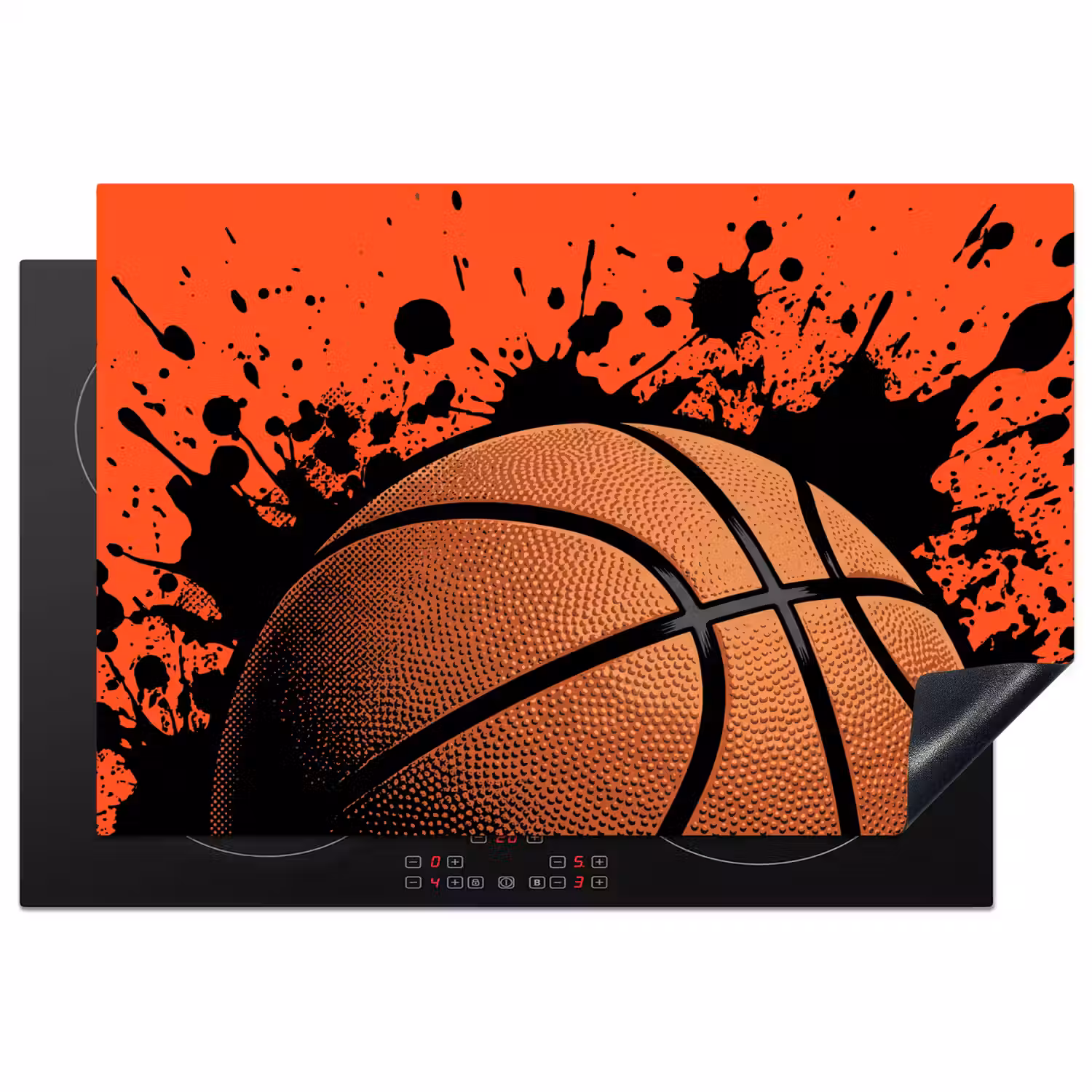 Basketbal - Verf - Sport - Oranje Inductie beschermer vinyl 3mm klein -3d