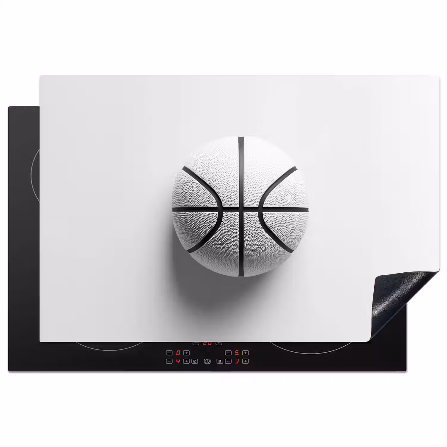 Basketbal - Wit - Schaduw - Lijnen Inductie beschermer vinyl 3mm klein -3d