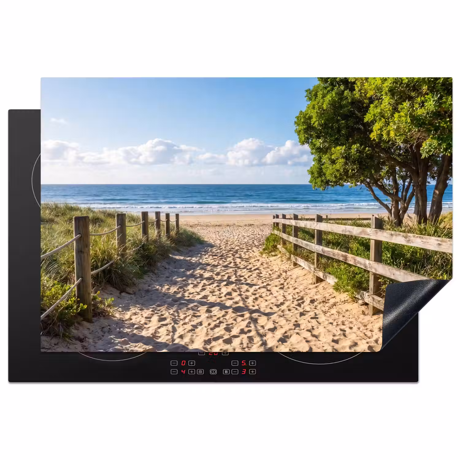 Strand - Zandpad - Oceaan - Natuur Inductie beschermer vinyl 3mm klein -3d