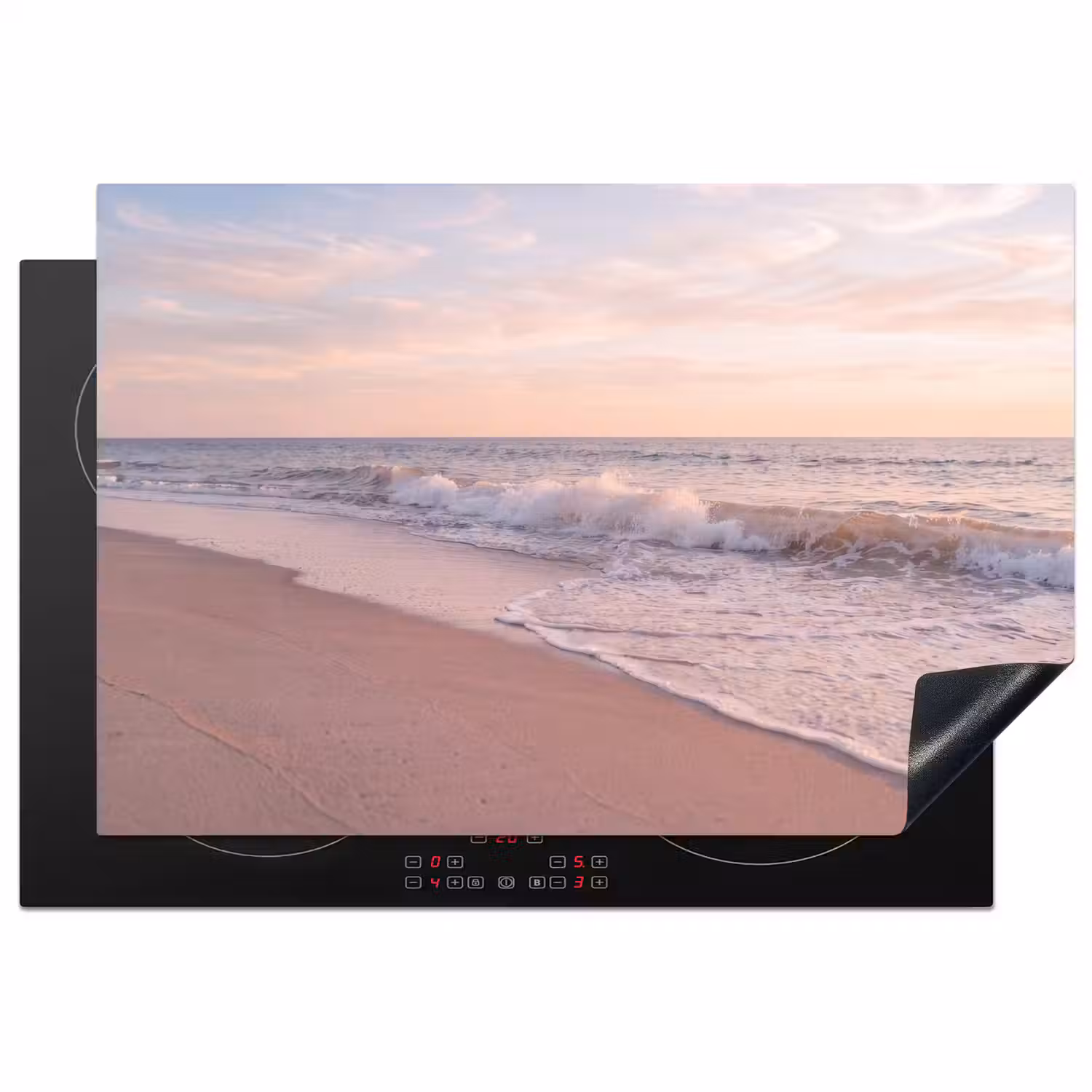 Strand - Zee - Golven - Natuur - Zonsondergang Inductie beschermer vinyl 3mm klein -3d