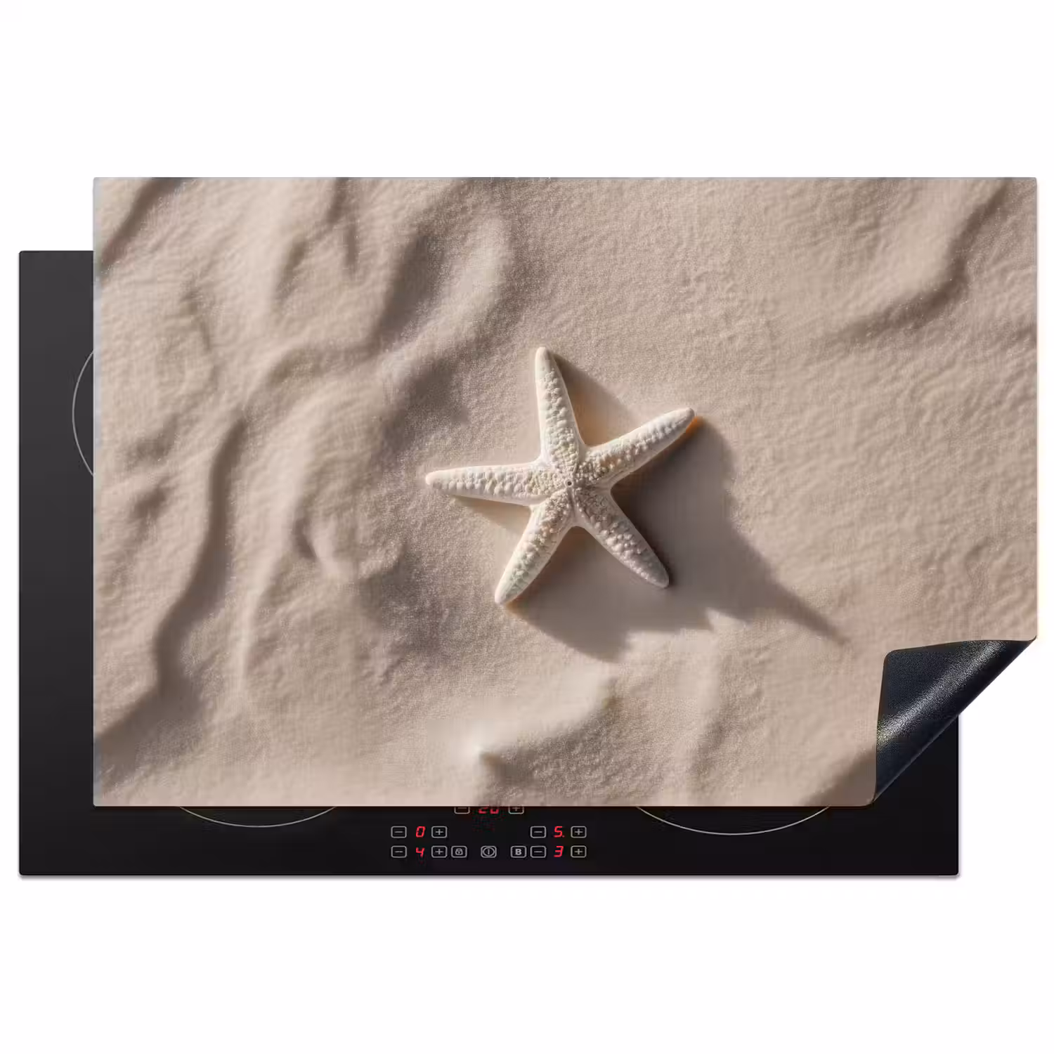 Strand - Zeester - Zand - Beige Inductie beschermer vinyl 3mm klein -3d