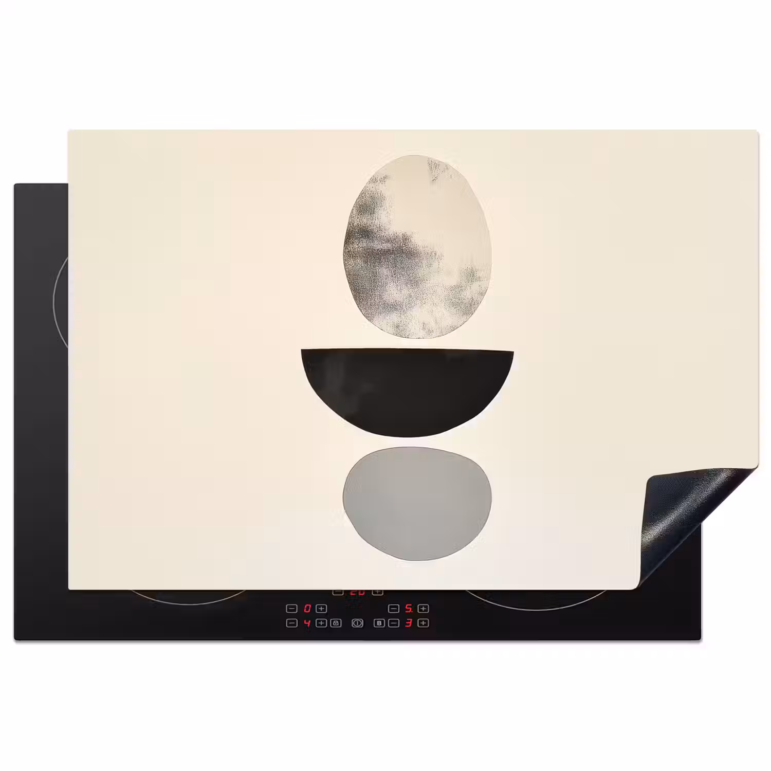 Beige - Japandi - Wabi sabi Inductie beschermer vinyl 3mm klein -3d