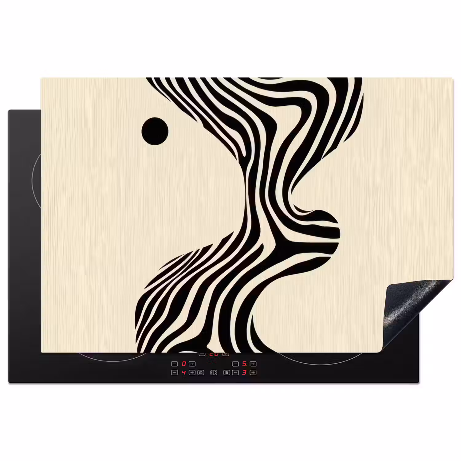 Beige - Lijnen - Golvend - Abstract Inductie beschermer vinyl 3mm klein -3d
