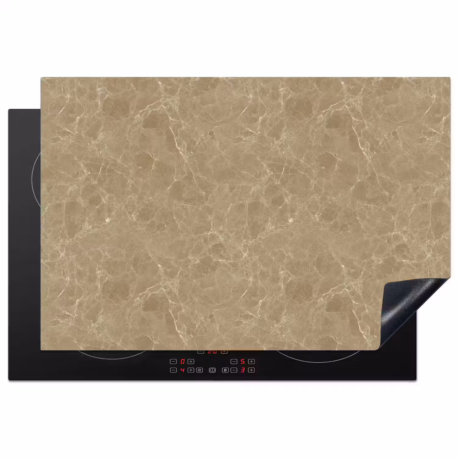 Beige - Marmer - Witte aders Inductie beschermer vinyl 3mm klein 276 -3d