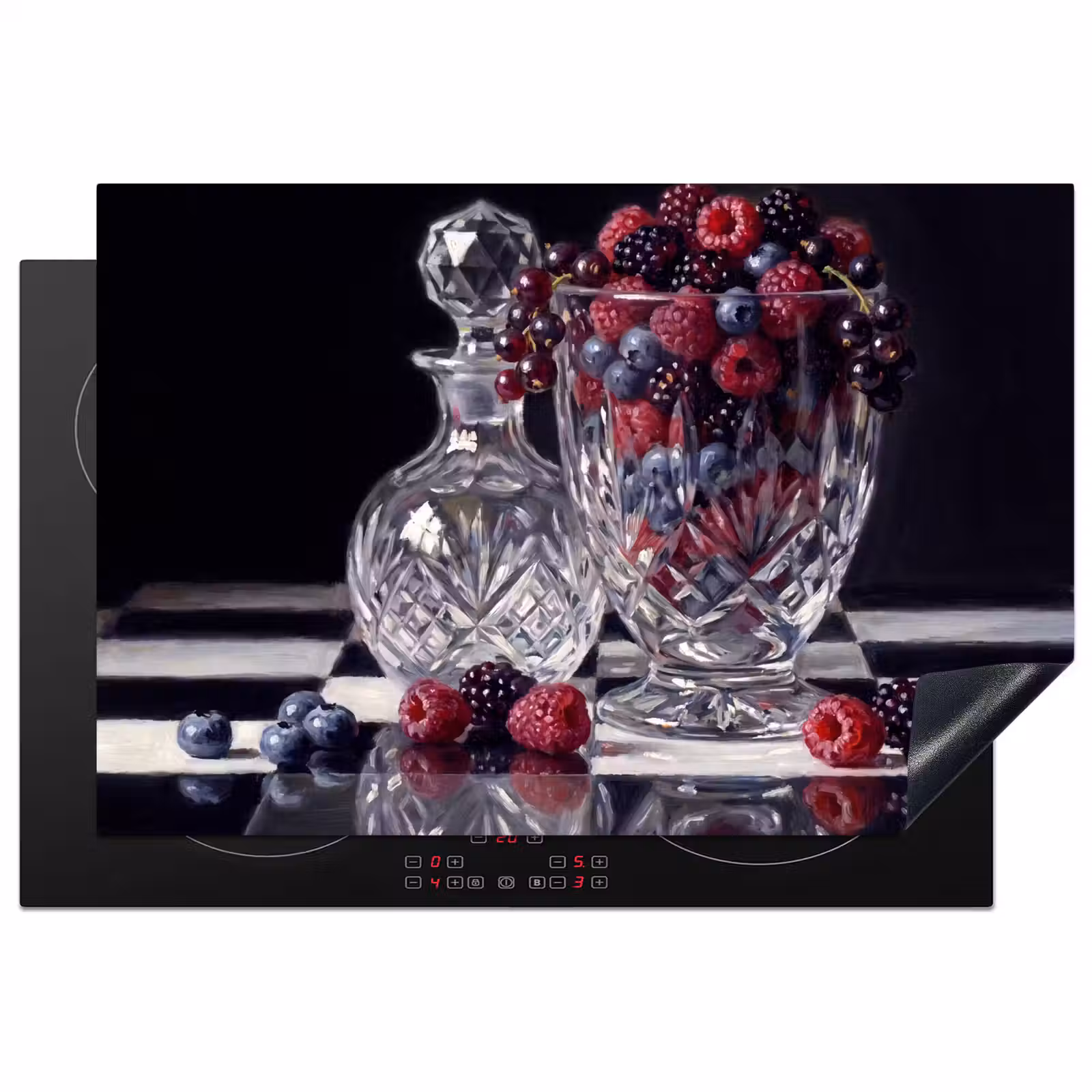 Induction Hob Cover - Berries - Crystal - Still Life - Bessen - Kristal - Stilleven Inductie beschermer vinyl 3mm klein