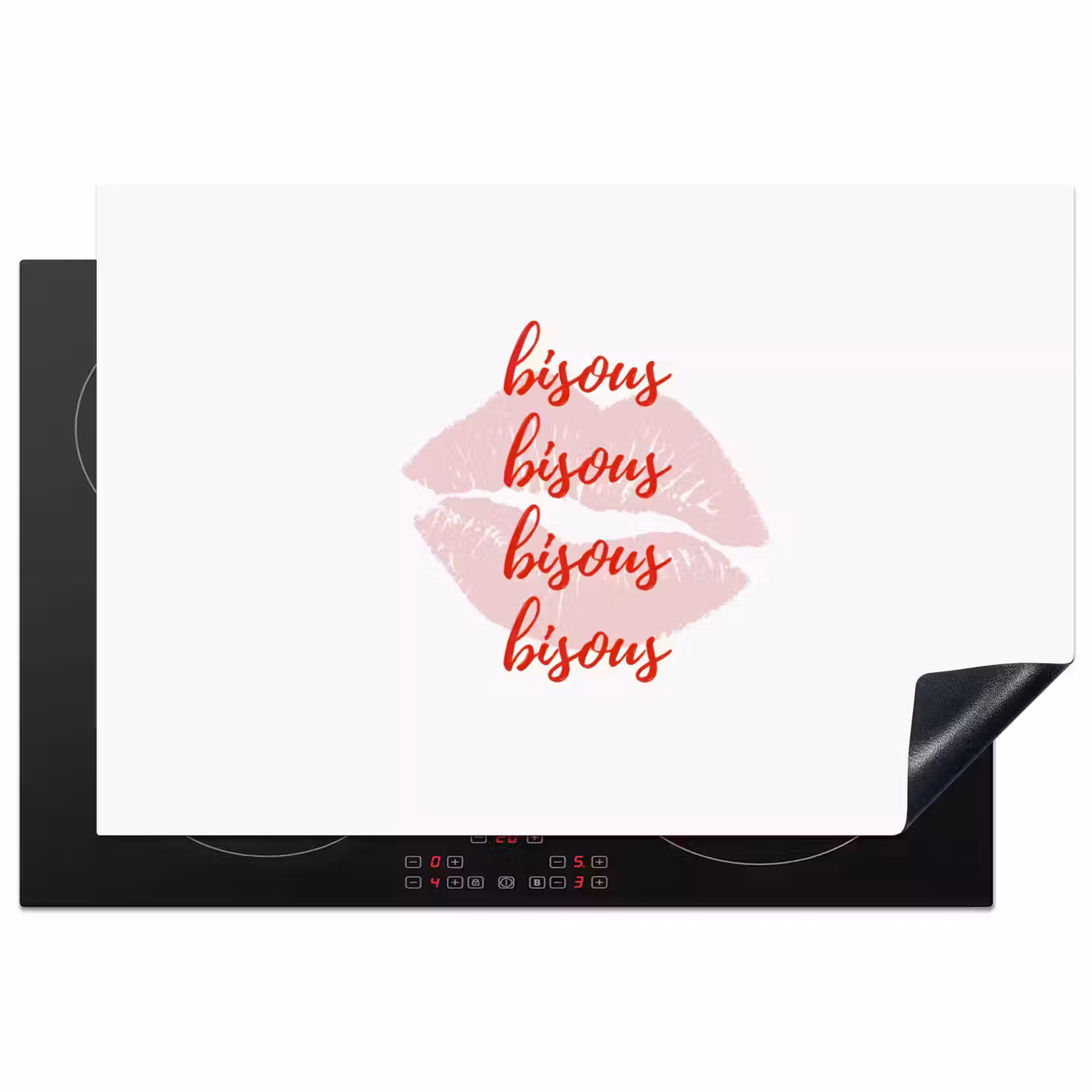 Bisous - Lip - Wit - Rood Inductie beschermer vinyl 3mm klein -3d