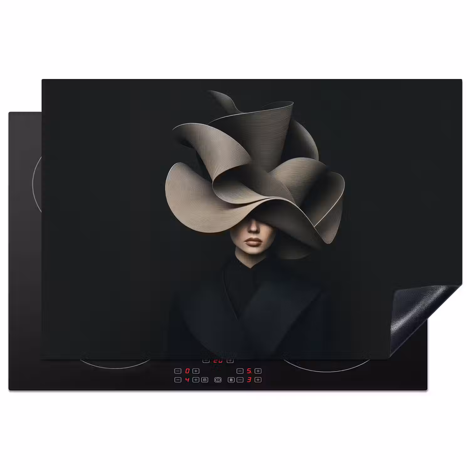 Zwarte - Hoed - Vrouw Inductie beschermer vinyl 3mm klein -3d