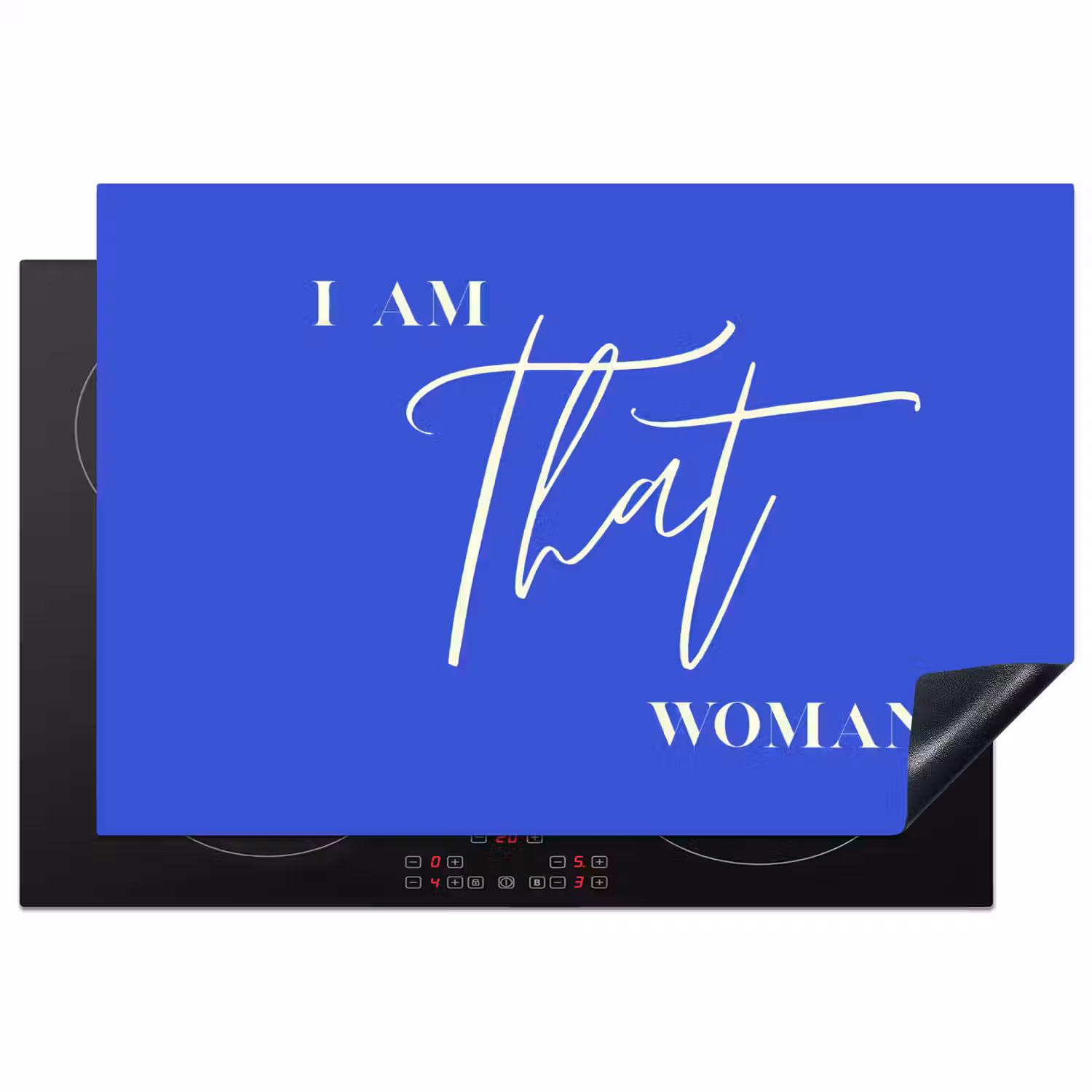 Blauw - I am that woman - Sierlijk - Minimalistisch Inductie beschermer vinyl 3mm klein -3d