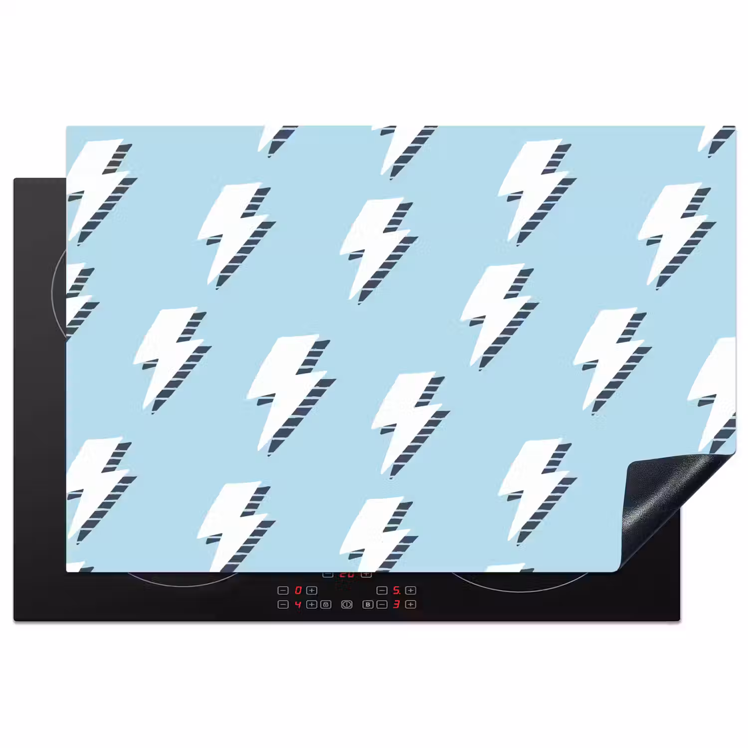Blauw - Wit - Patroon - Bliksem Inductie beschermer vinyl 3mm klein 276 -3d