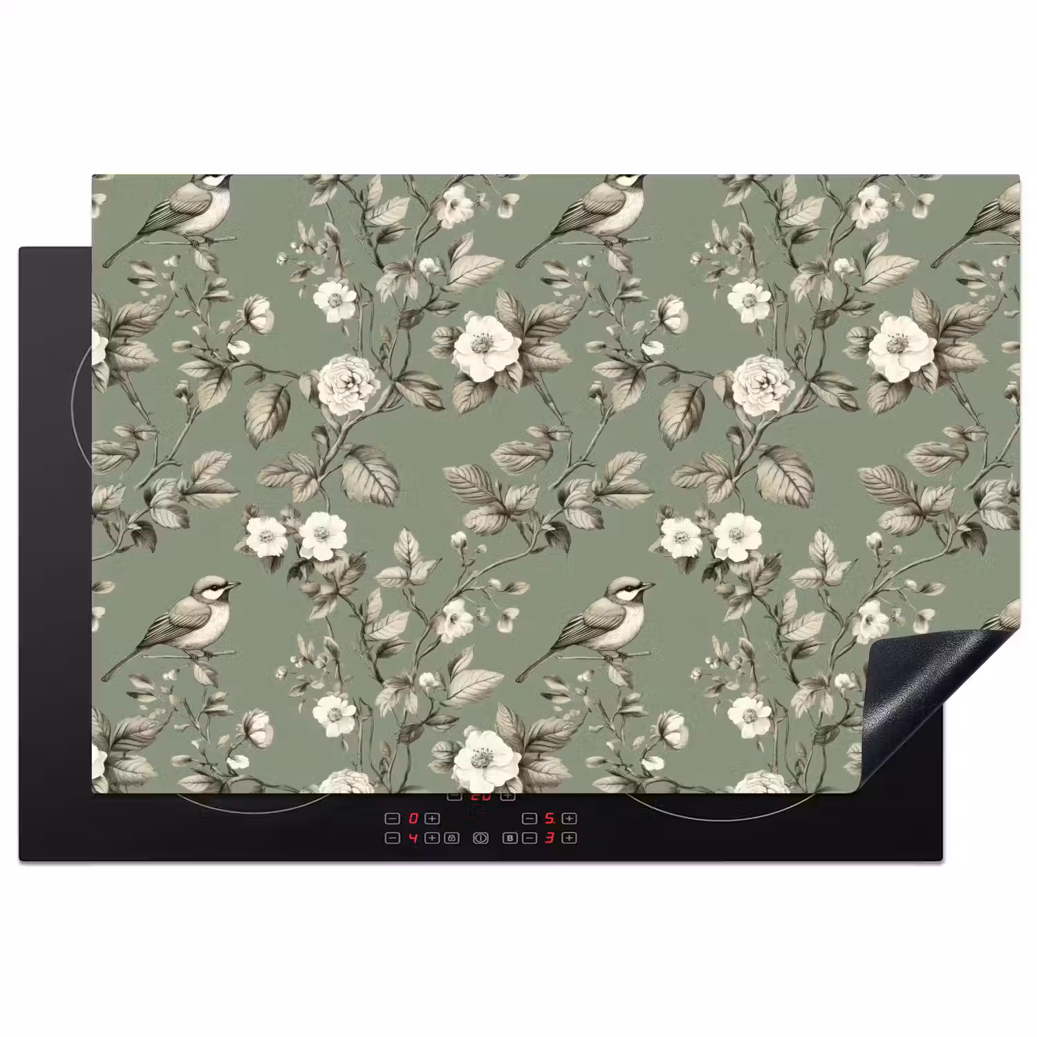 Botanisch - Vogels - Groen Inductie beschermer vinyl 3mm klein 276 -3d