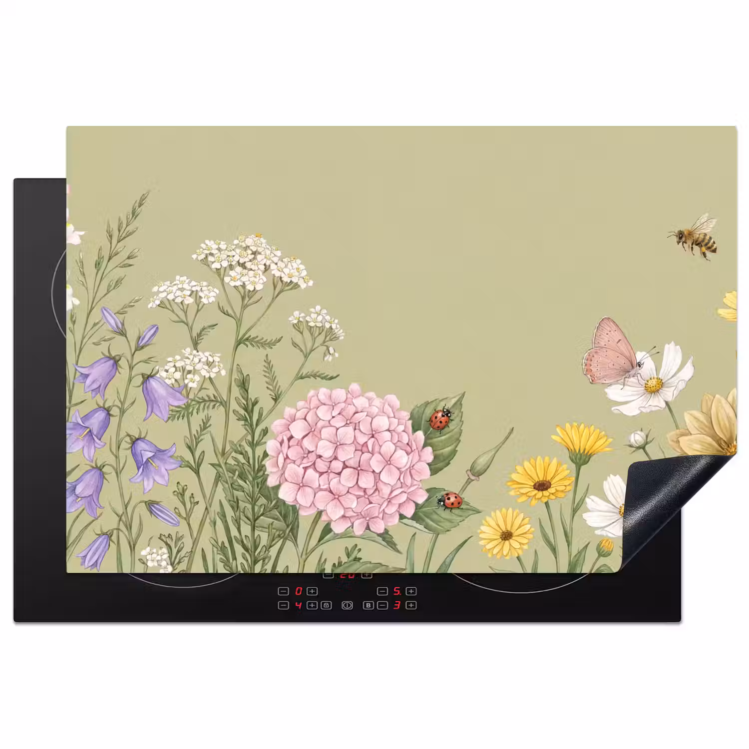 Botanisch - Bloemen - Kleurrijk Inductie beschermer vinyl 3mm klein -3d